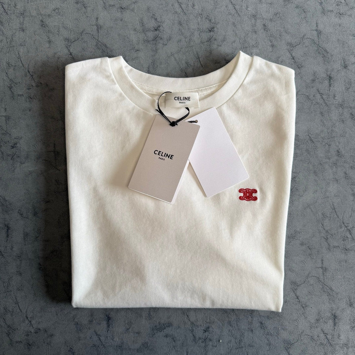 Celine SS26 Classic Small Logo Embroidered Tee Cotton 350480