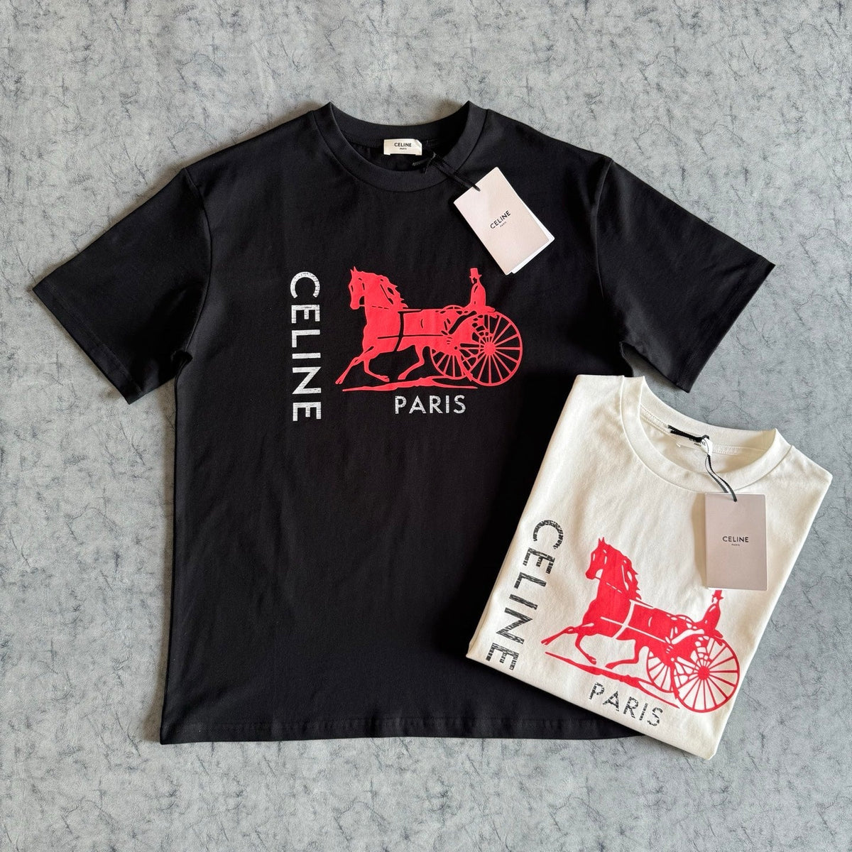 Celine SS26 Horse and Carriage Print Short-Sleeve Tee Cotton 350507