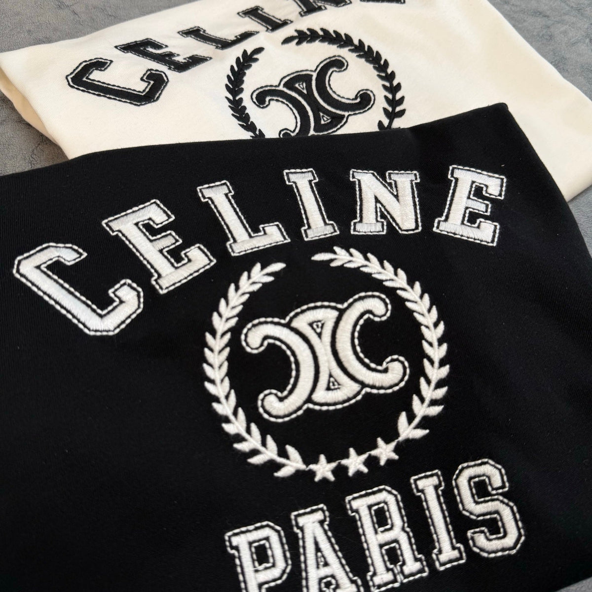 Celine Triomphe Print T-shirt Black White Cotton 350428