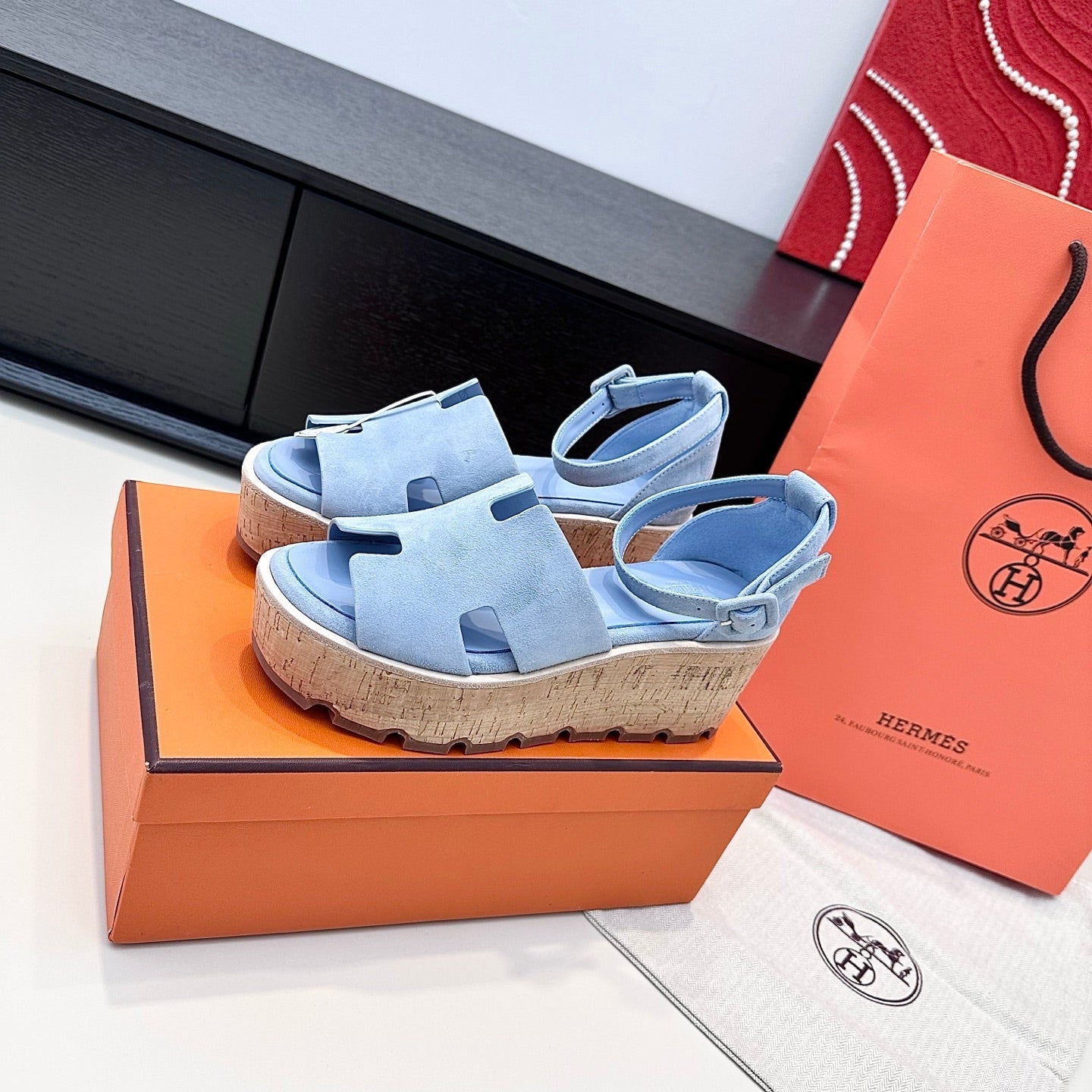 HM Luce 30 Sandal 65mm Light Blue Suede 622760
