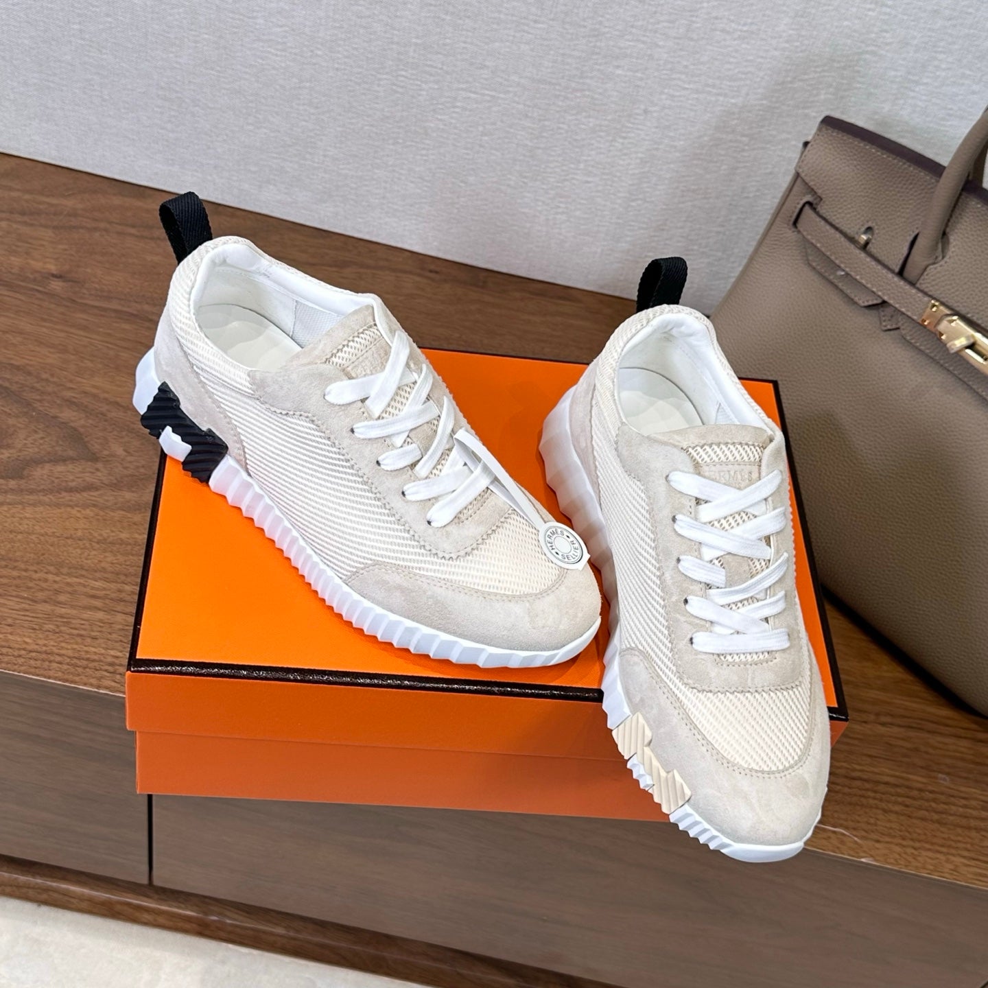 HM 26S Bouncing Sneaker In Cream mix Grey Suede Mesh 543810