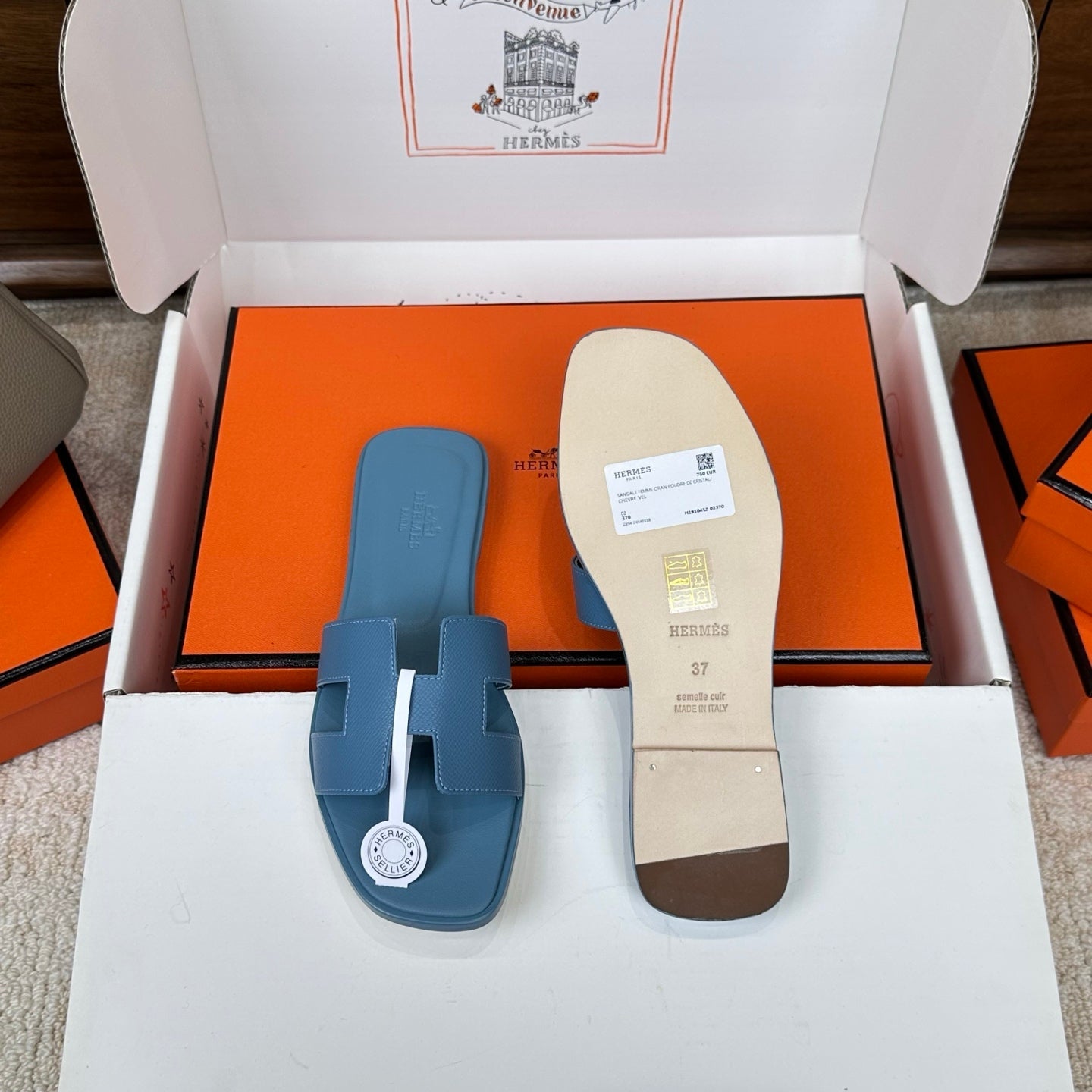 HM Oran Sandal Teal Green Espom Sheepskin 802473