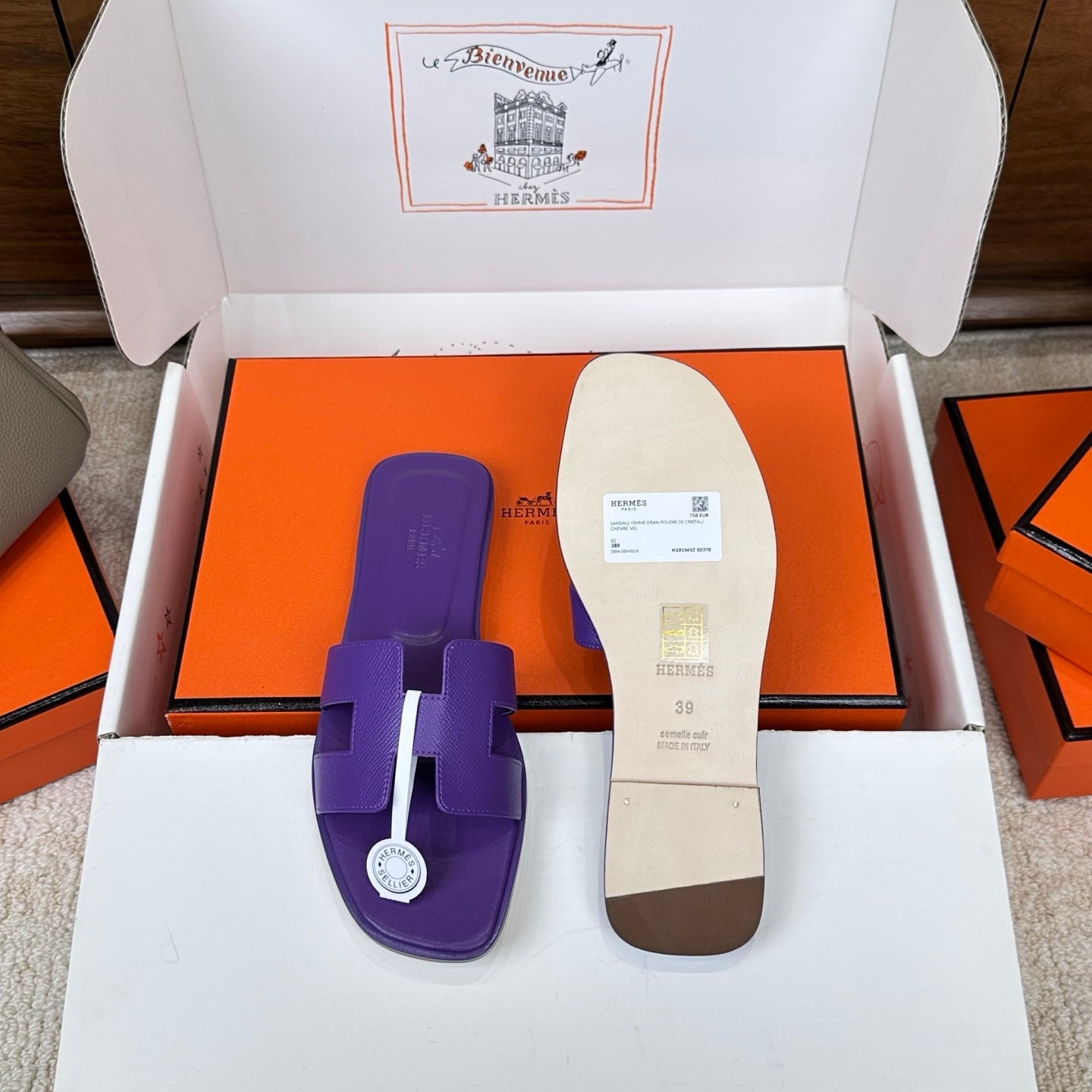 HM Oran Sandal Deep Purple Espom Sheepskin 802476