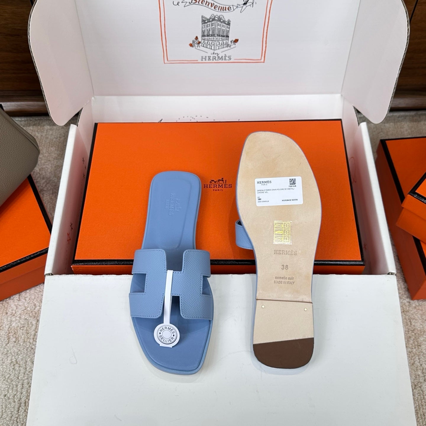 HM Oran Sandal Ocean Blue Espom Sheepskin 802480