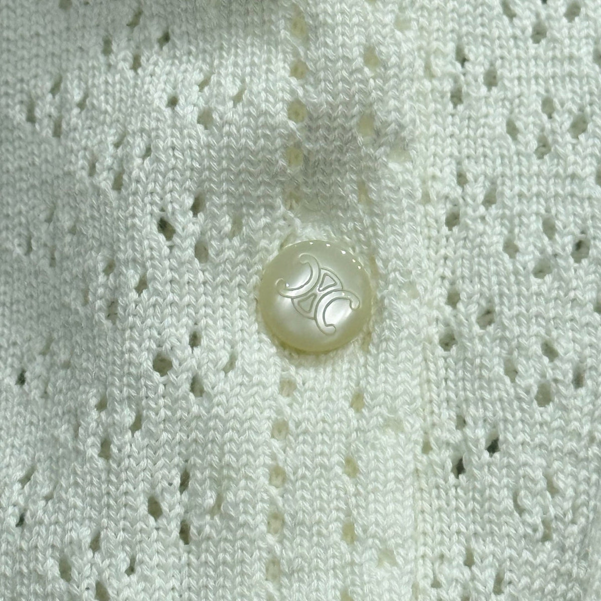 Celine 26s Long-Sleeve Cardigan White Knit 363547