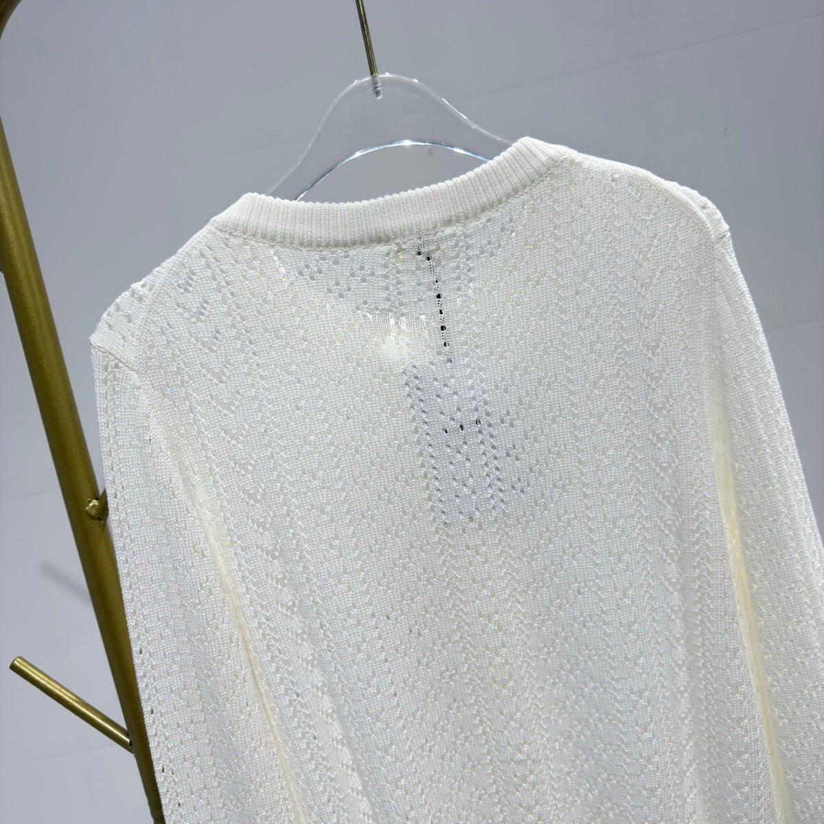 Celine 26s Long-Sleeve Cardigan White Knit 363547