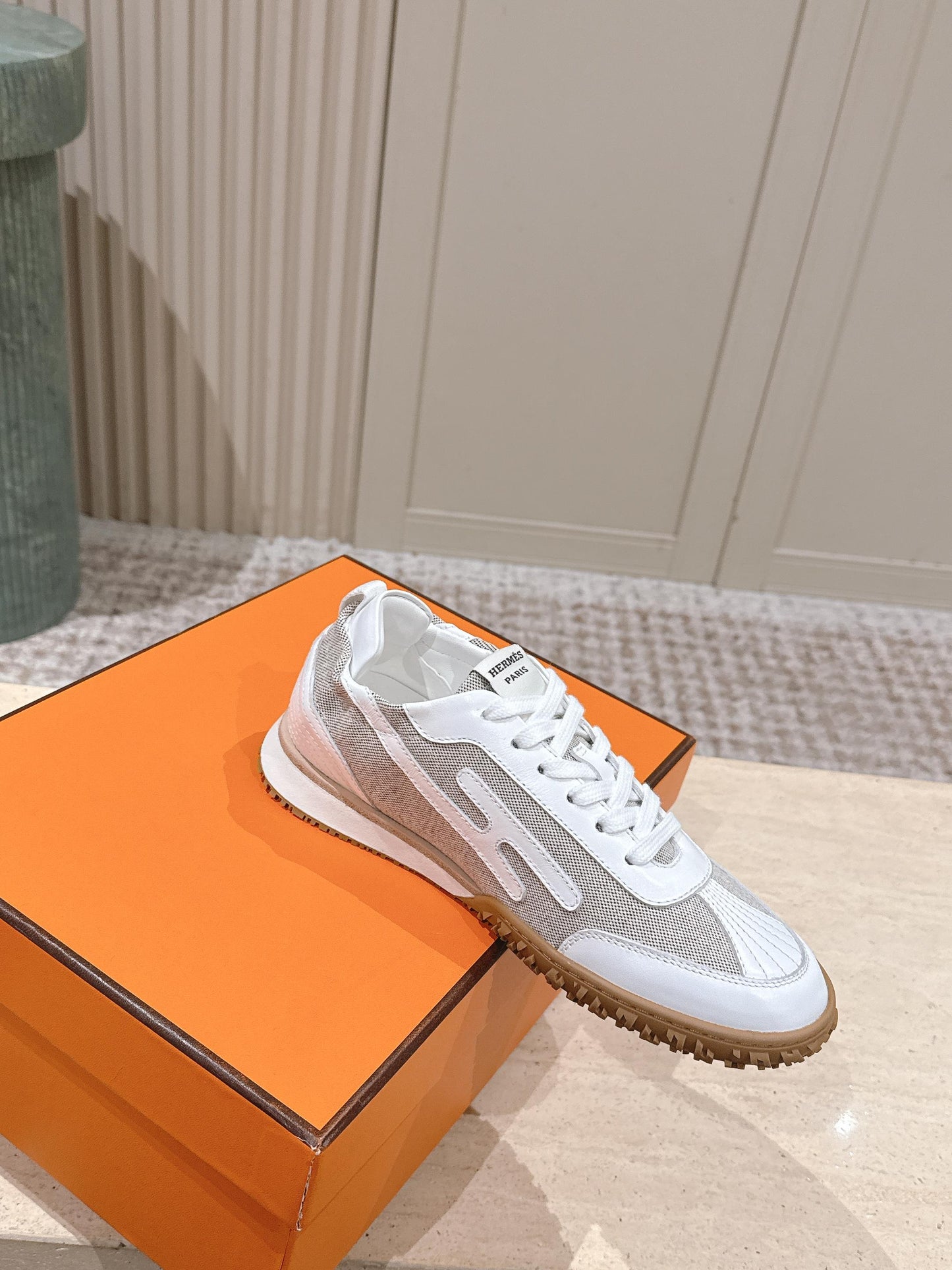 HM Jet Sneaker White Light Grey Mesh Calfskin 583755