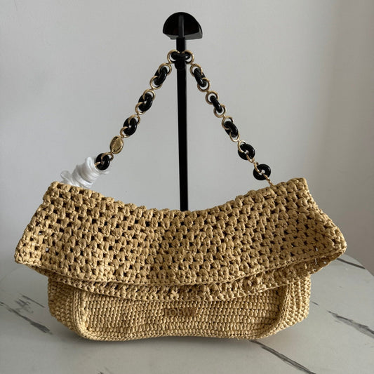 Loewe 2025 Ola 26 Bag Beige Black Raffia Calfskin 274681