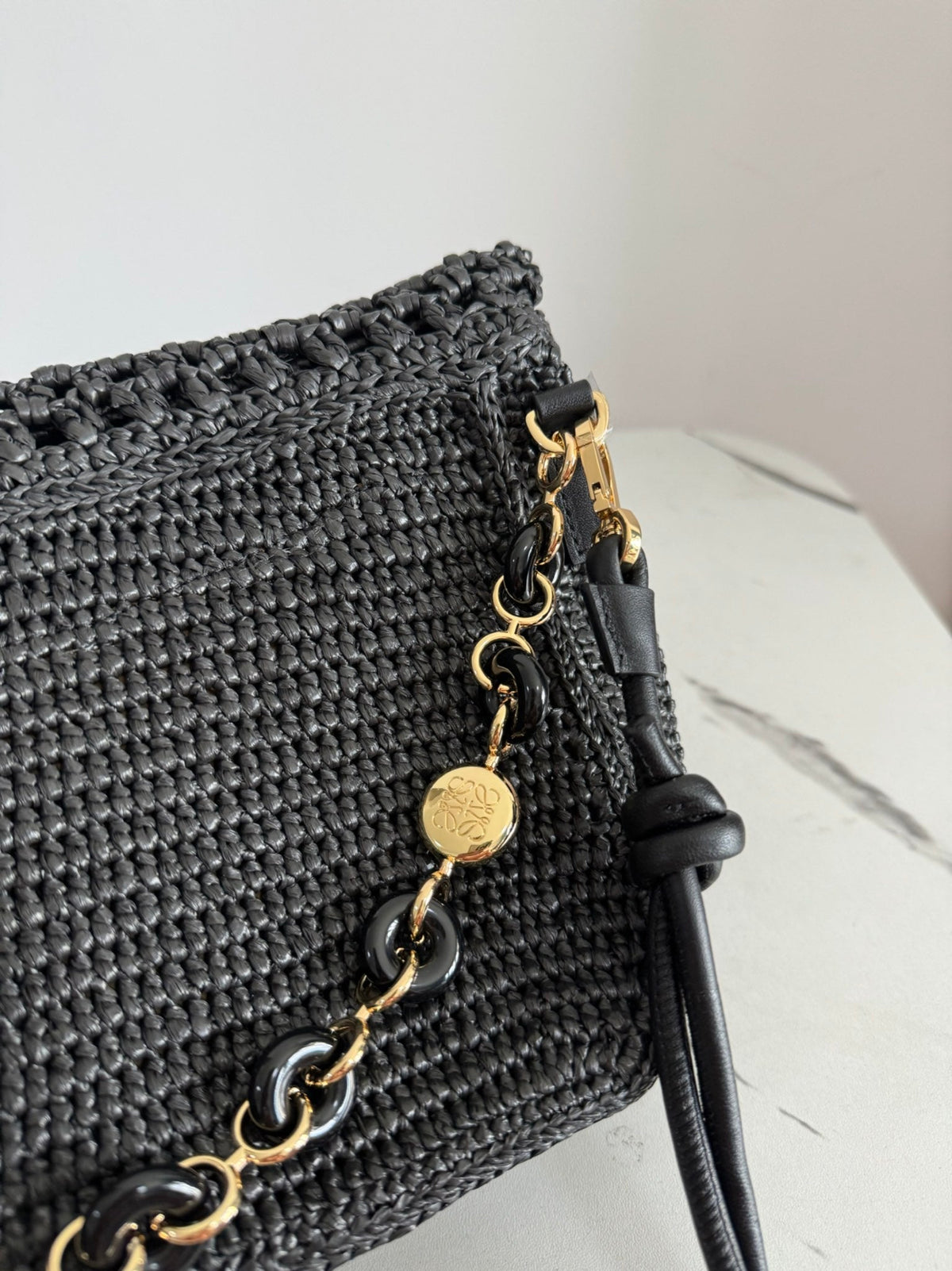 Loewe Medium Ola Bag 26 Black Raffia