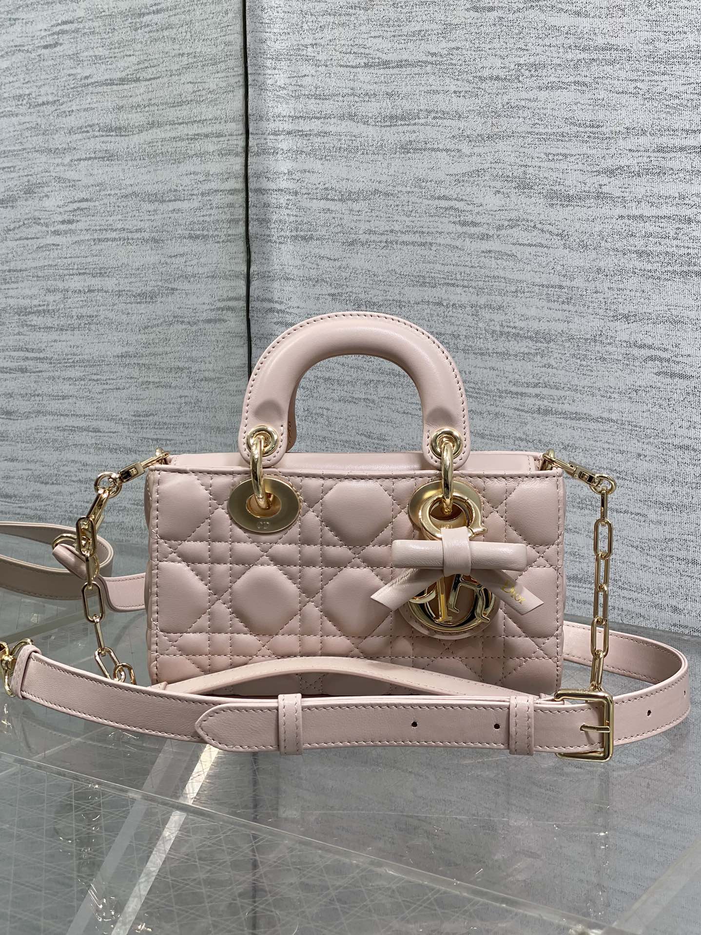 Dior 2026 Bow D-Joy Micro Bag Power Pink Lambskin 284125