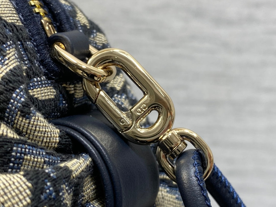 Dior 2026 Montaigne Pouch 20cm Blue Beige Canvas Leather 284147
