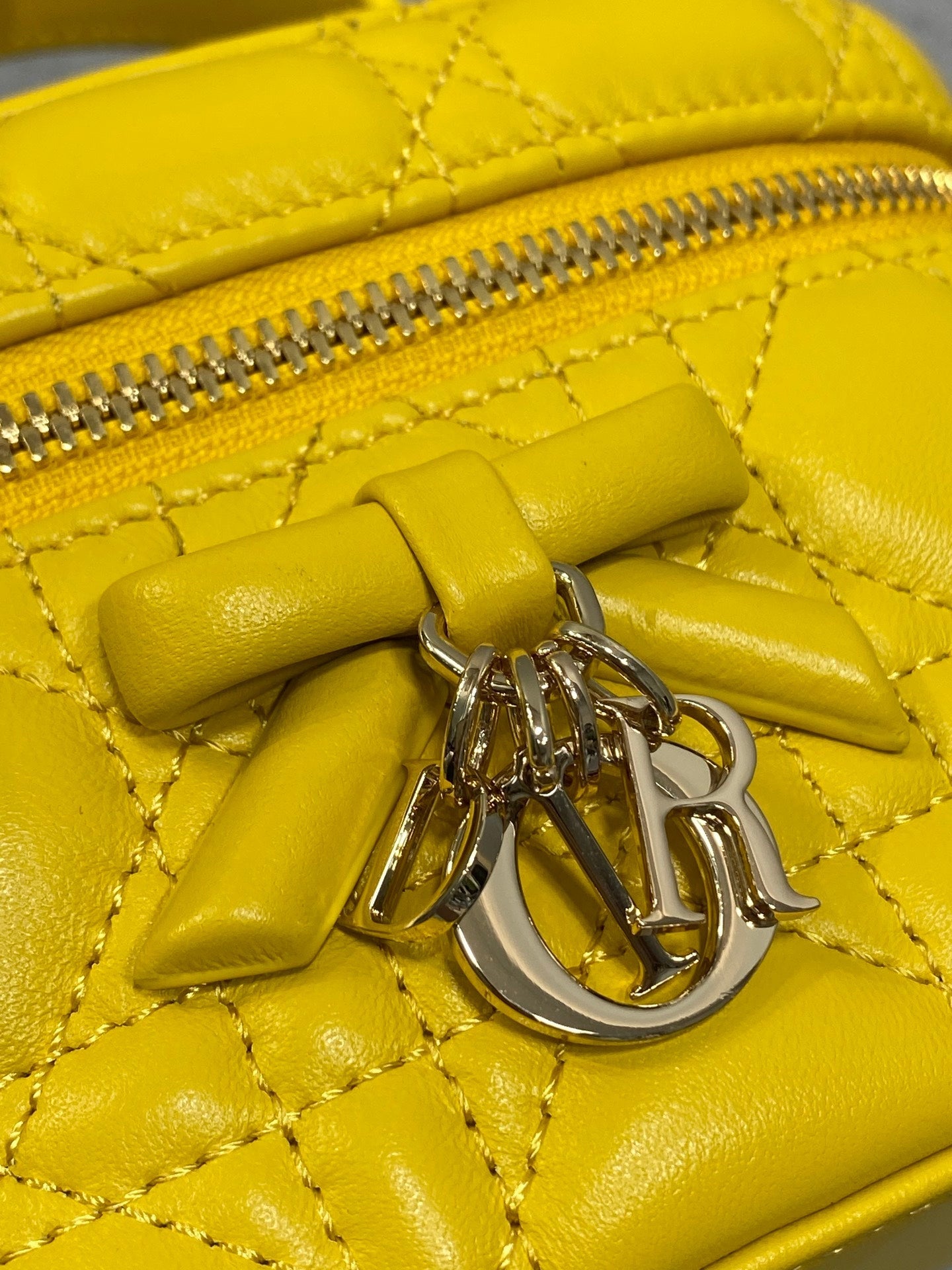 Dior 2026 Vanity Bag 17.5cm Yellow Cannage Lambskin 286426