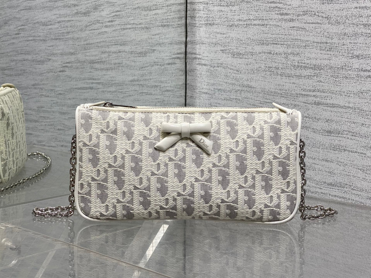 Dior 2026 Promenade 22cm Bag White Grey Cotton Calfskin 289146