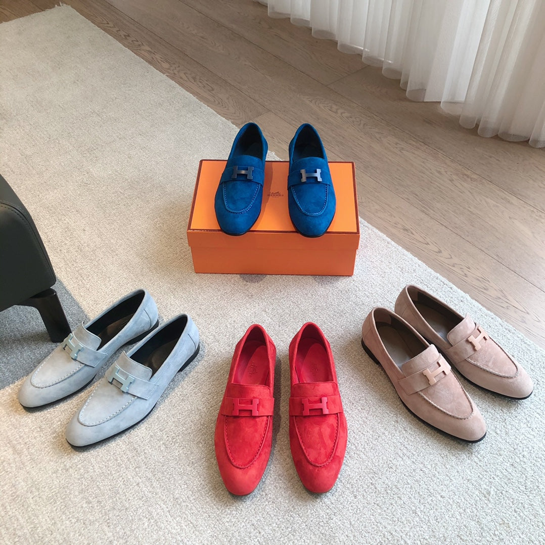 Paris Loafer Blue Suede Calfskin With Signature Buckle 509352