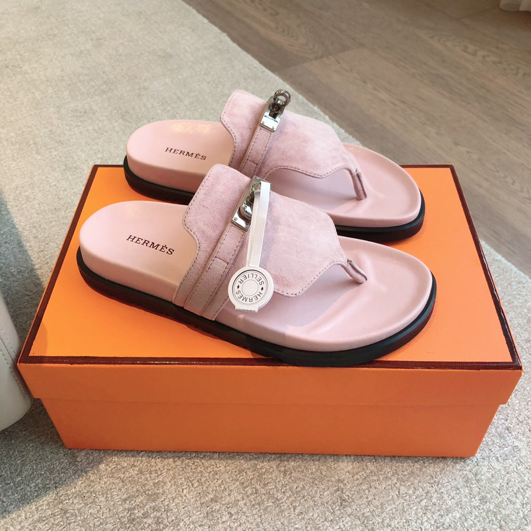Empire Sandal Light Pink Lambskin Suede Goatskin
