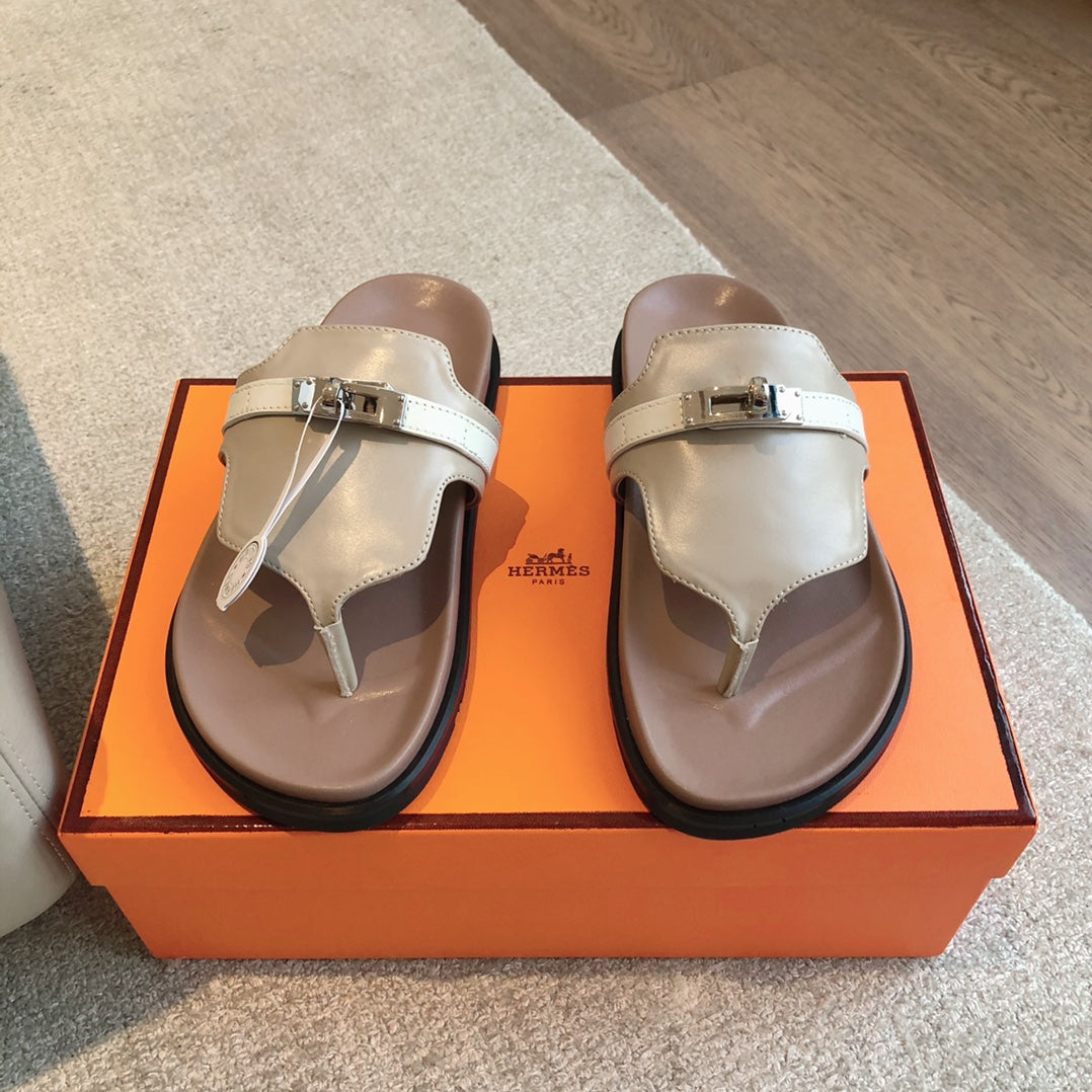 Empire Sandal Soft Taupe Brown Goatskin