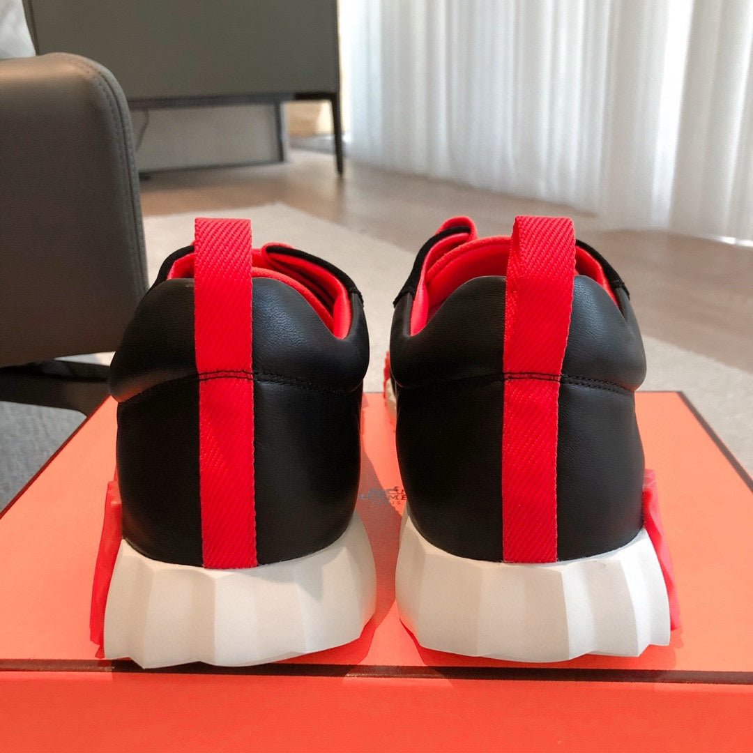 HM Bouncing Sneakers Black Red Suede Sheepskin 705789
