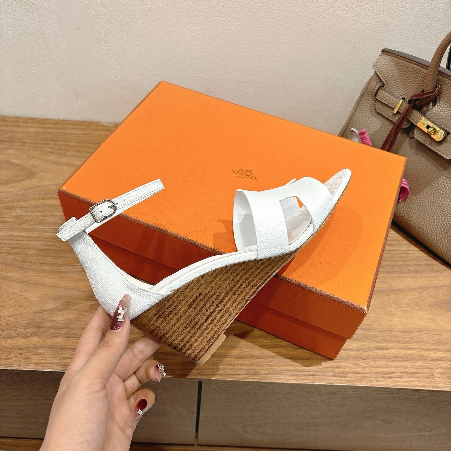 HM Encens Sandal 50mm White Calfskin 429015