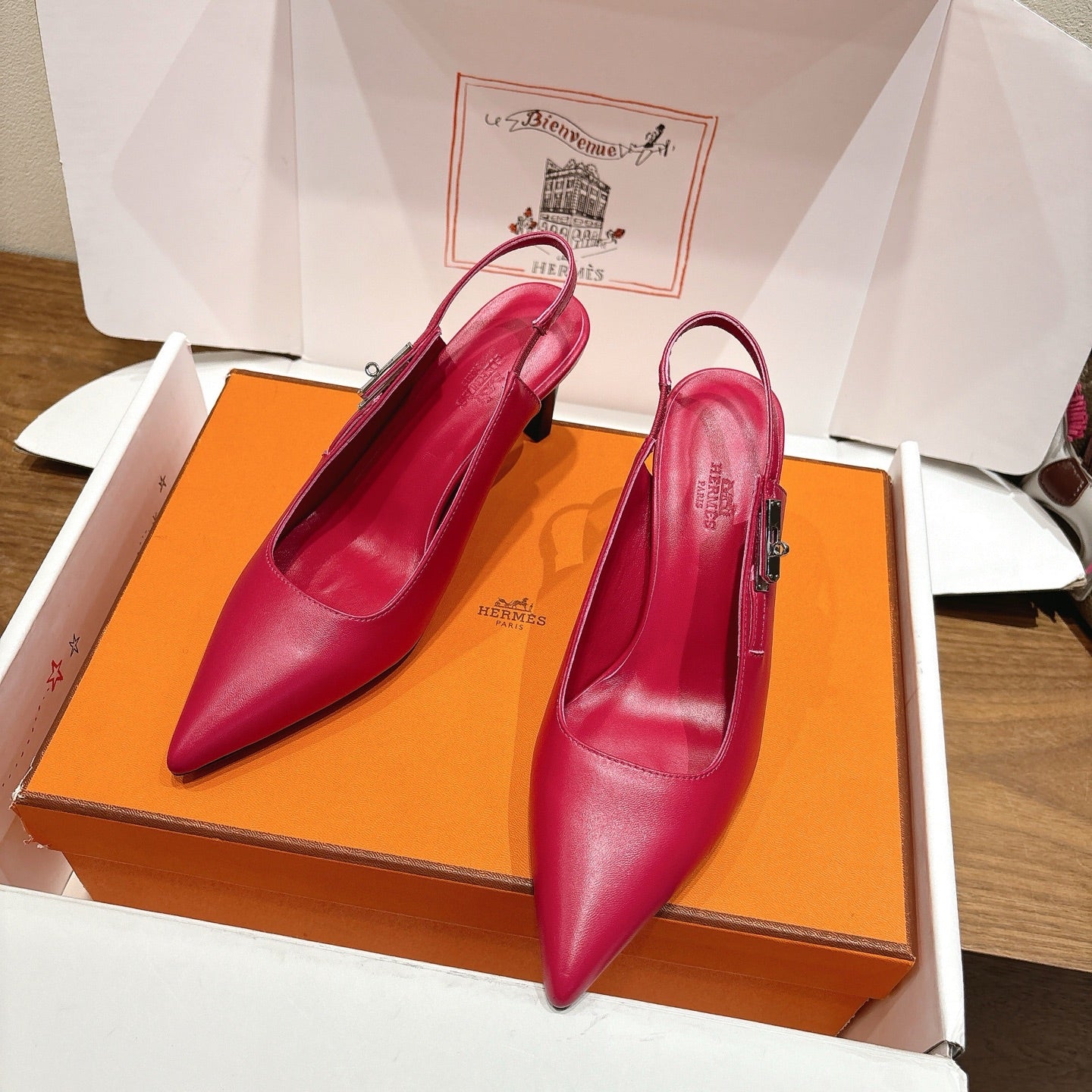HM Lover Pump 80mm Rose Framboise Calfskin 429027