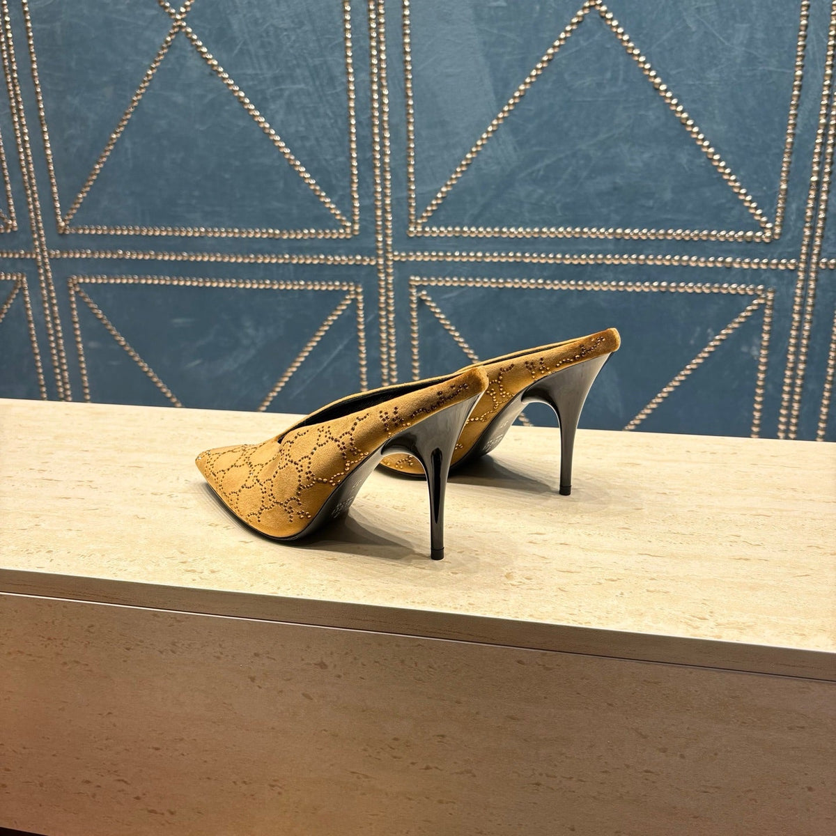 GG High-Heeled Mule 10.5cm Brown Velvet 741289