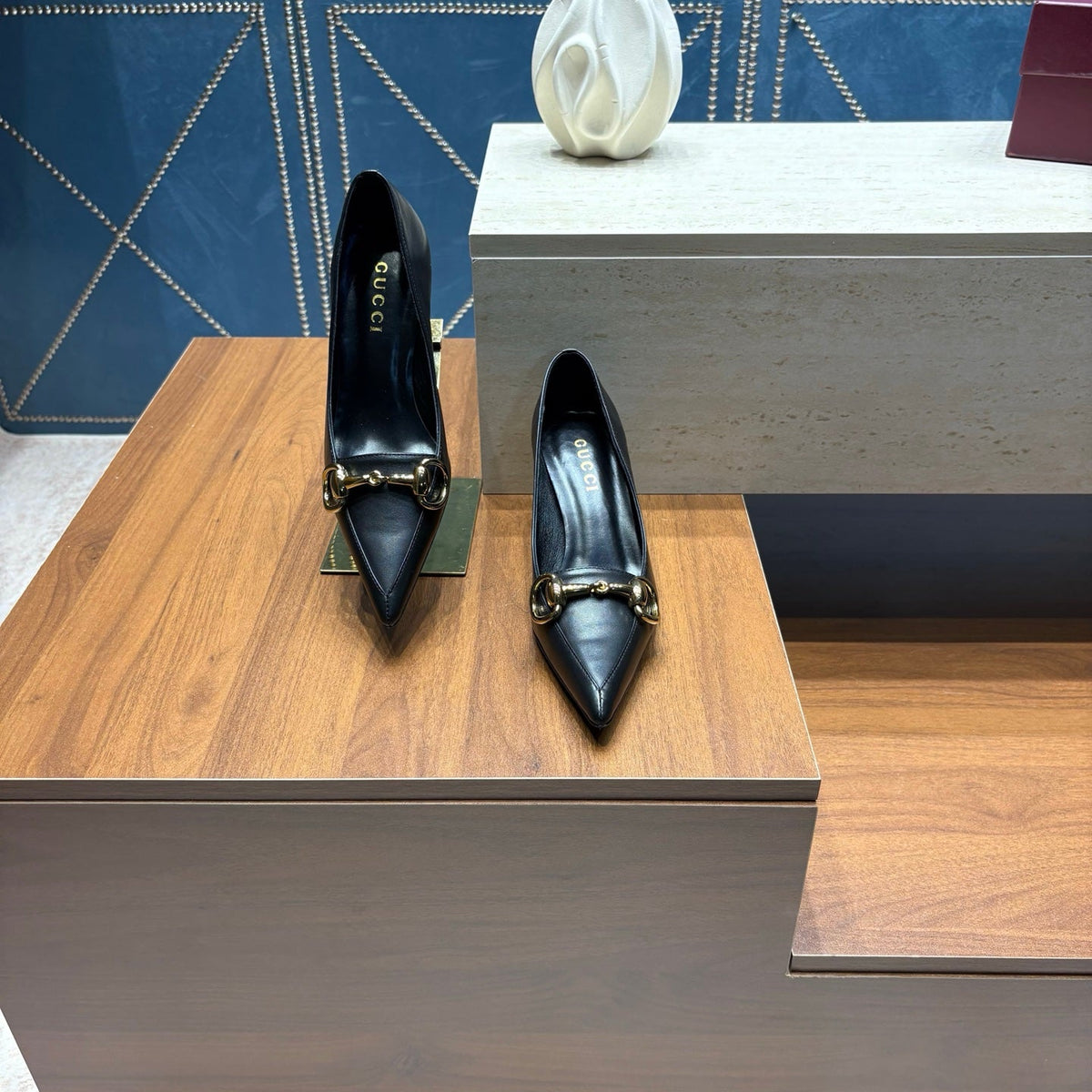 GG 26s Signoria Horsebit Pumps 7cm Black Leather 106950