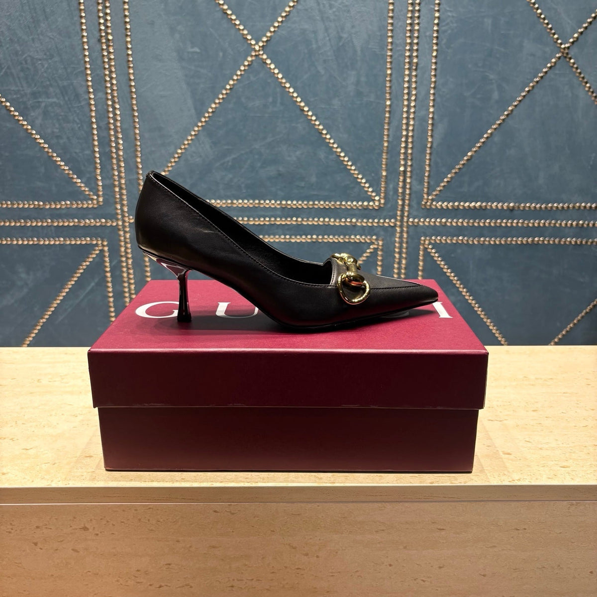 GG 26s Signoria Horsebit Pumps 7cm Black Leather 106950