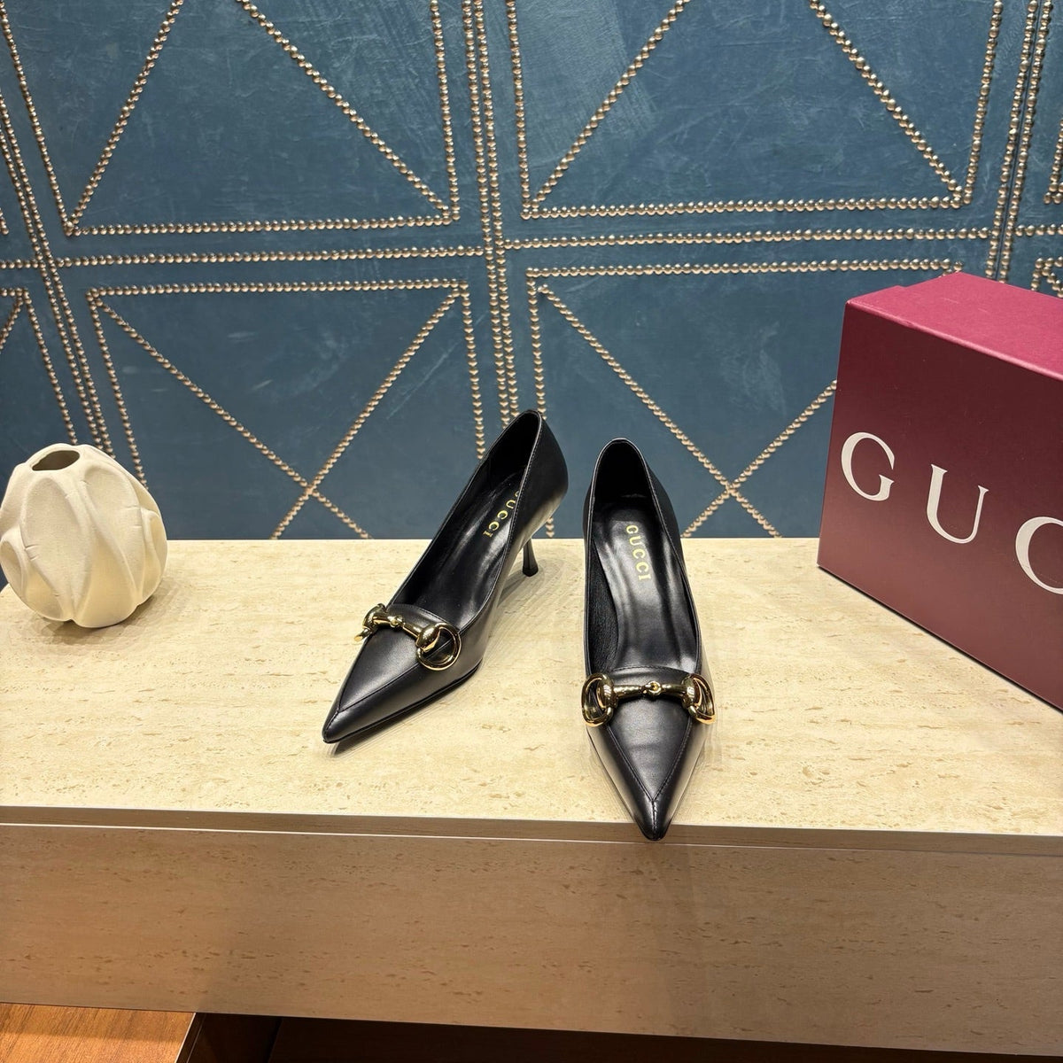 GG 26s Signoria Horsebit Pumps 7cm Black Leather 106950