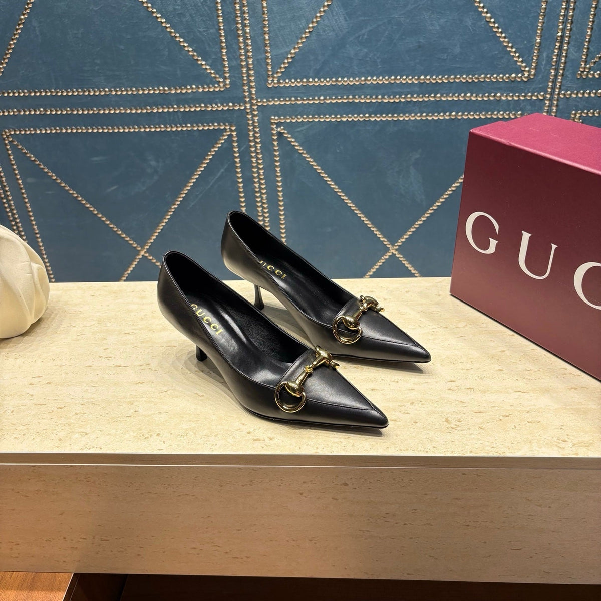 GG 26s Signoria Horsebit Pumps 7cm Black Leather 106950