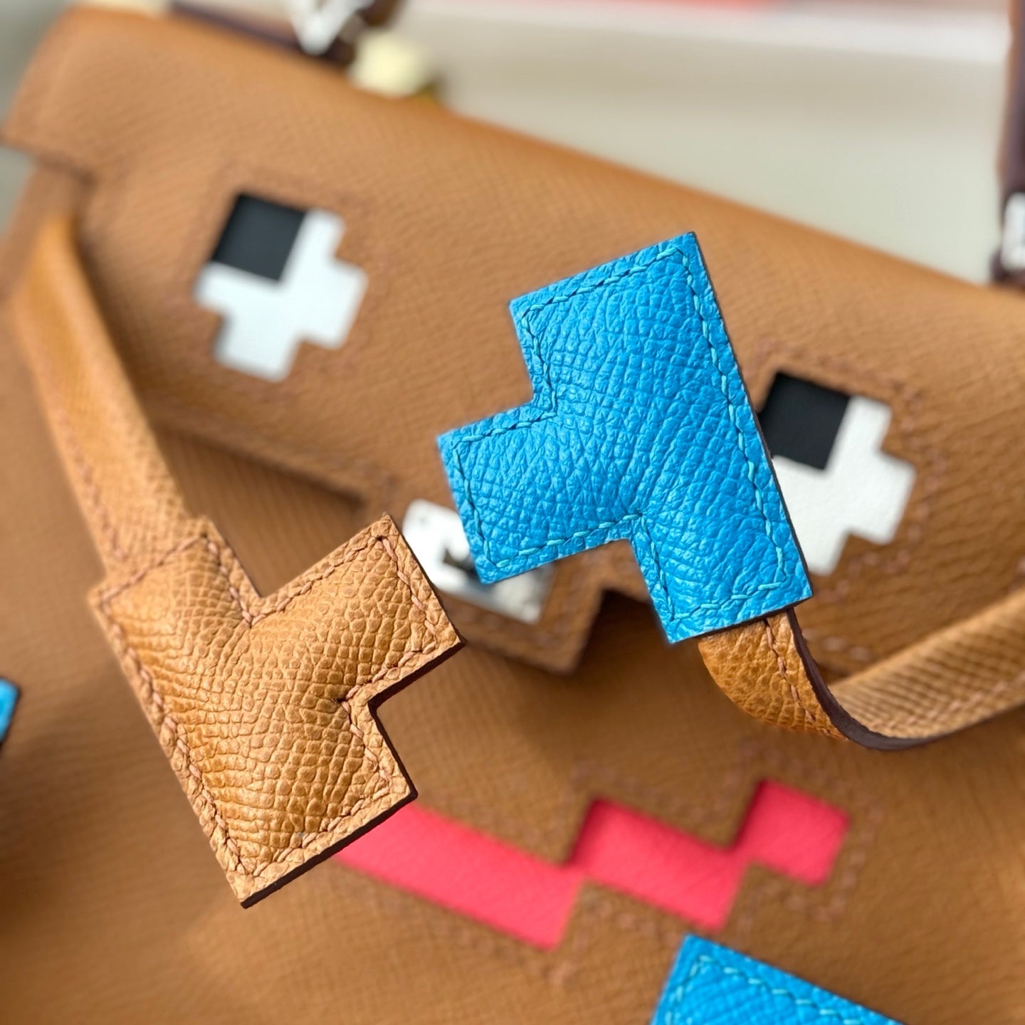HM Kelly Doll Bag 18cm Light Blue Brown EpsomLeather 284557