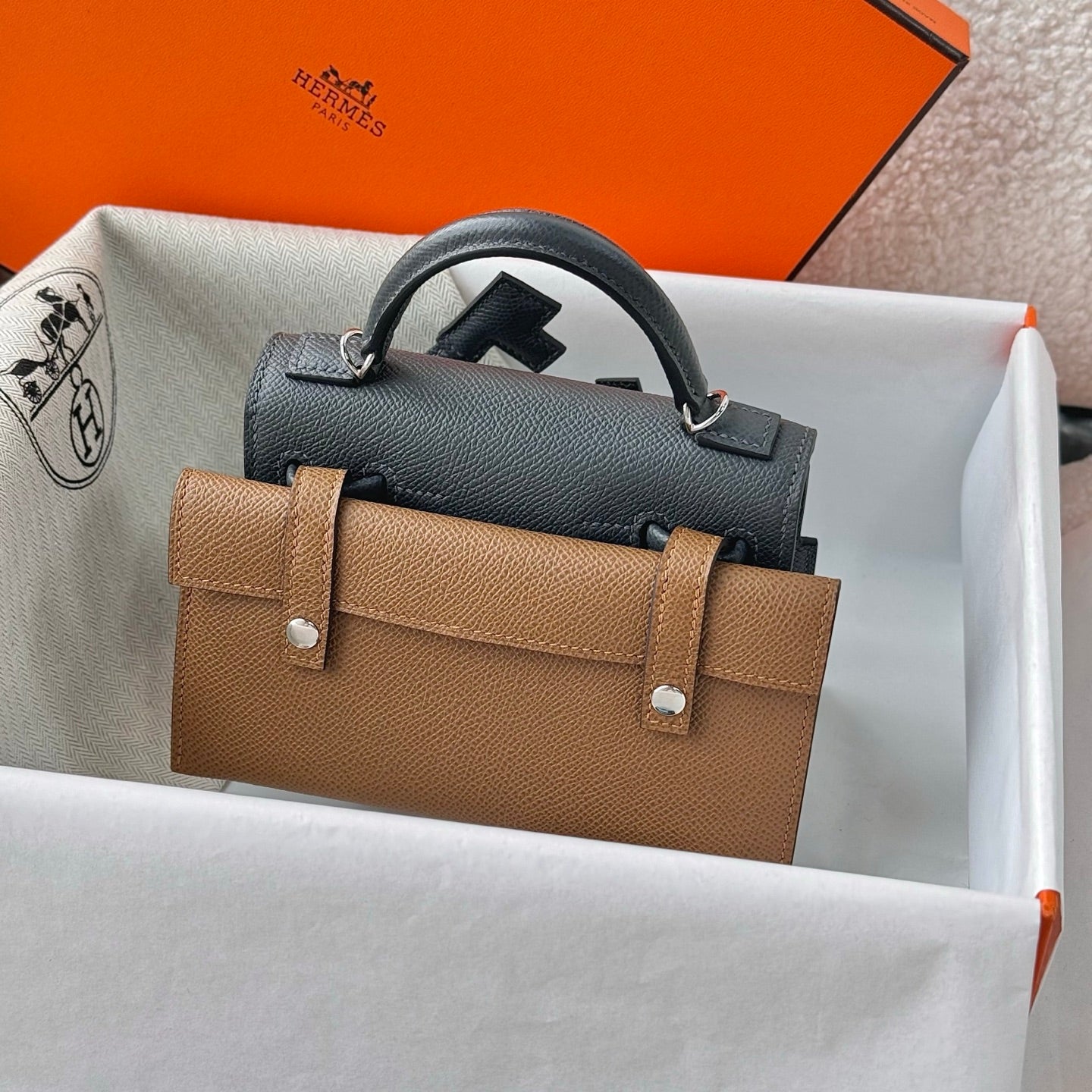 HM Kelly Doll Bag 18cm Fog Gray Epsom Leather 284592