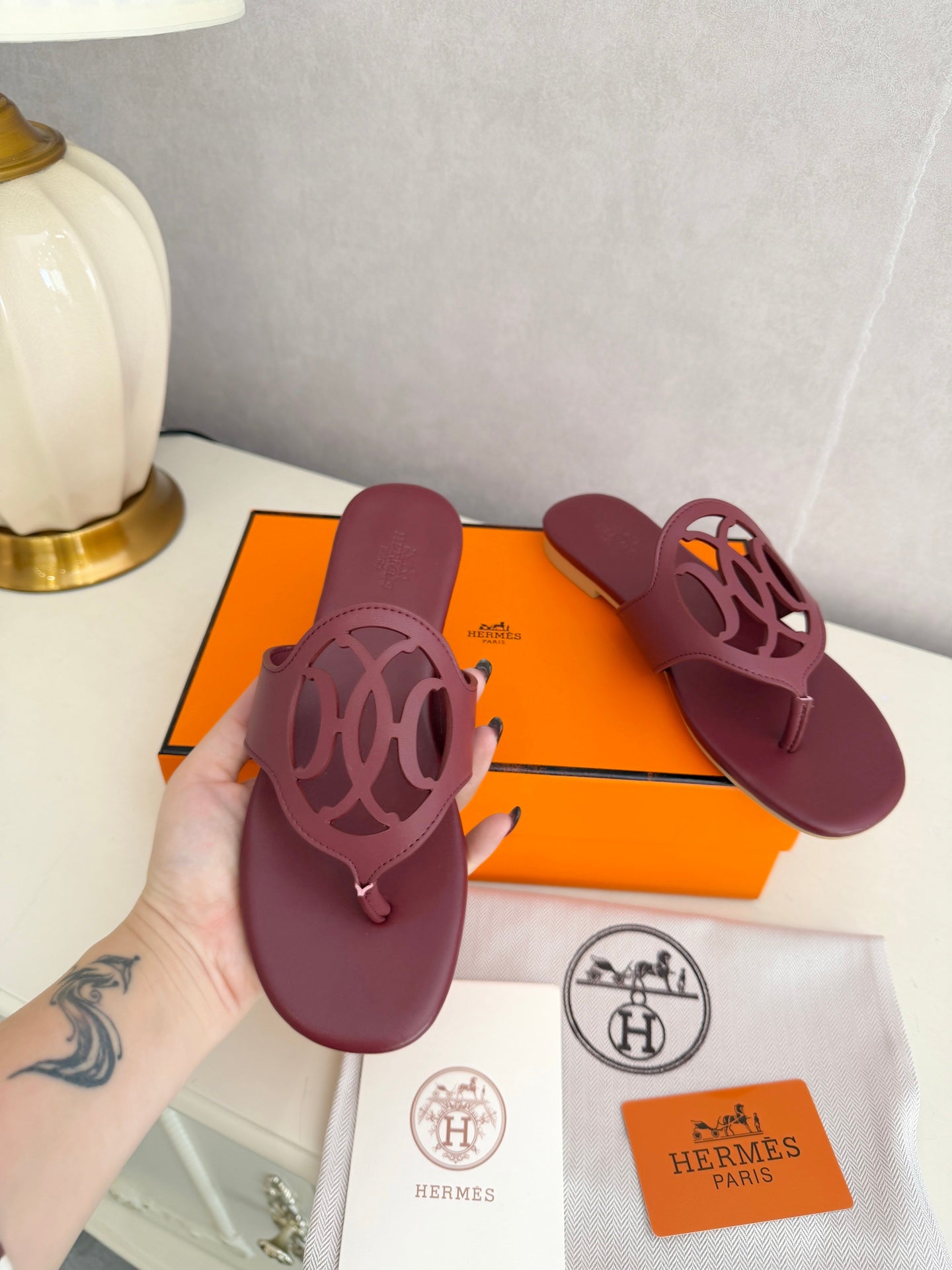 HM Mage Sandal Burgundy Lambskin 605909