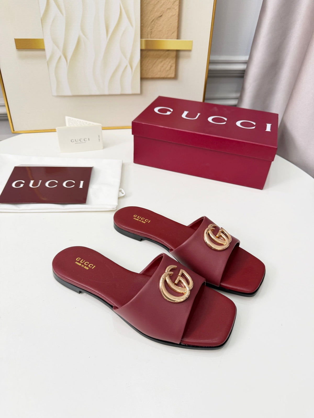 GG 2026 Early Spring Mule Burgundy Sheepskin 688520