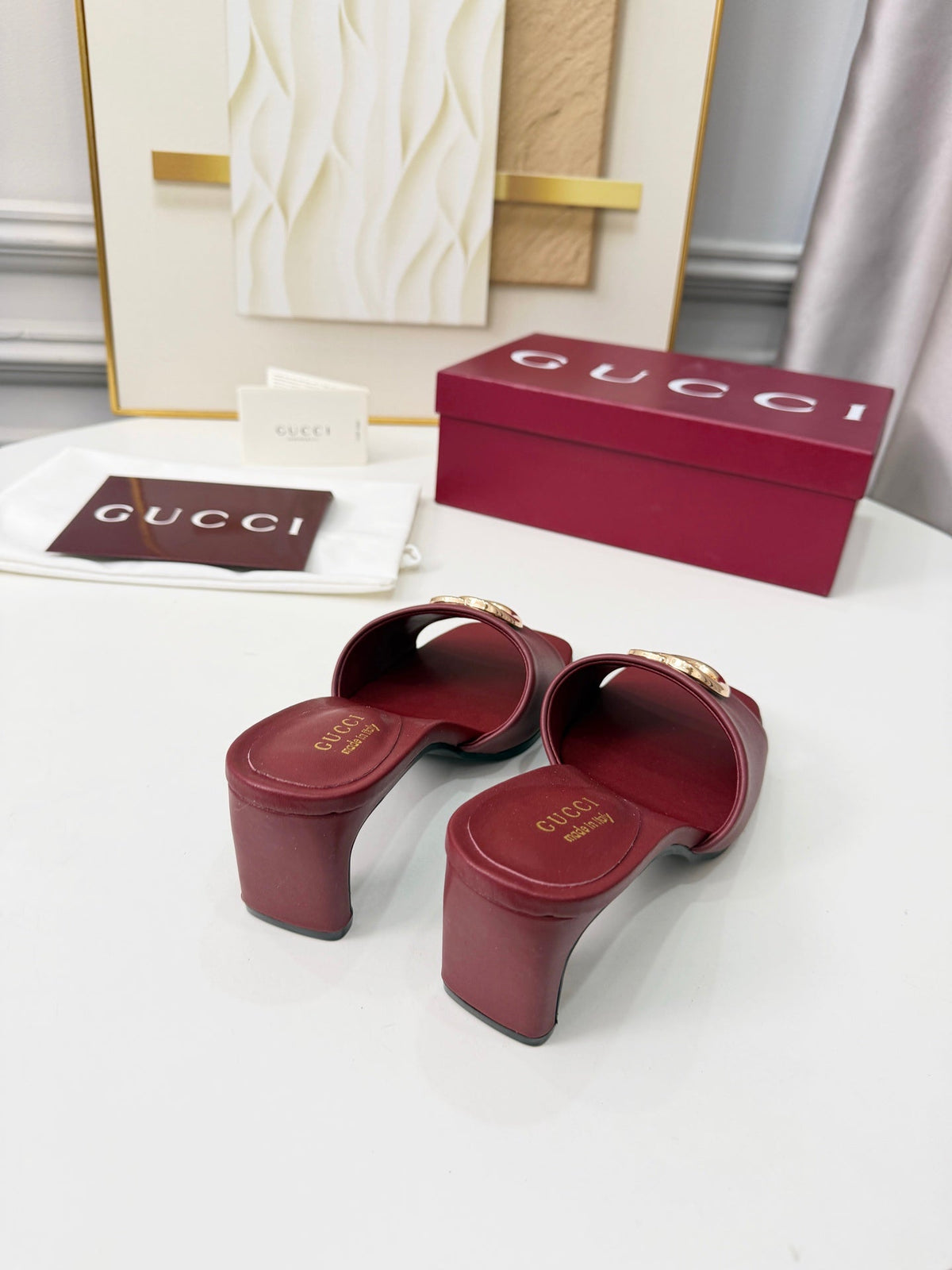 GG 2026 Early Spring Sandals Burgundy Sheepskin 688531