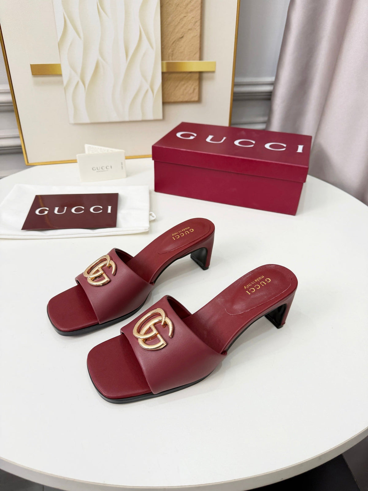 GG 2026 Early Spring Sandals Burgundy Sheepskin 688531