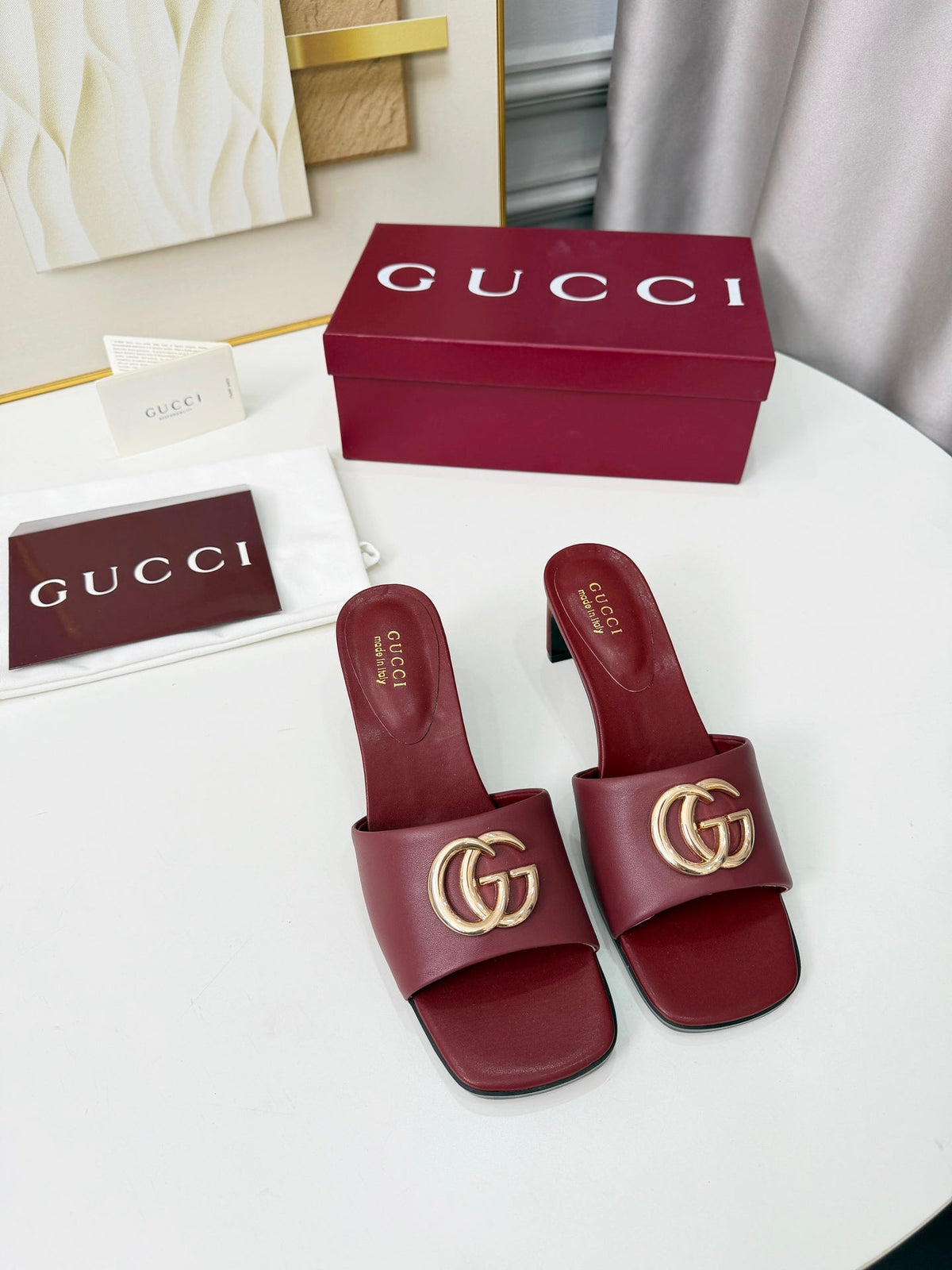 GG 2026 Early Spring Sandals Burgundy Sheepskin 688531