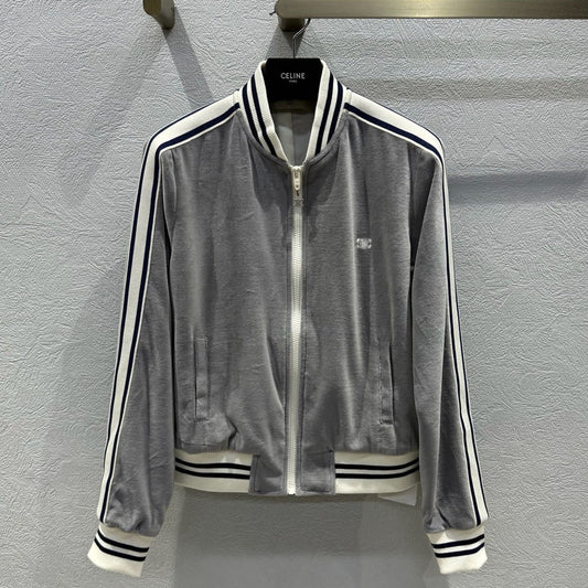 Celine 25 Jacket Grey White Velvet Cotton