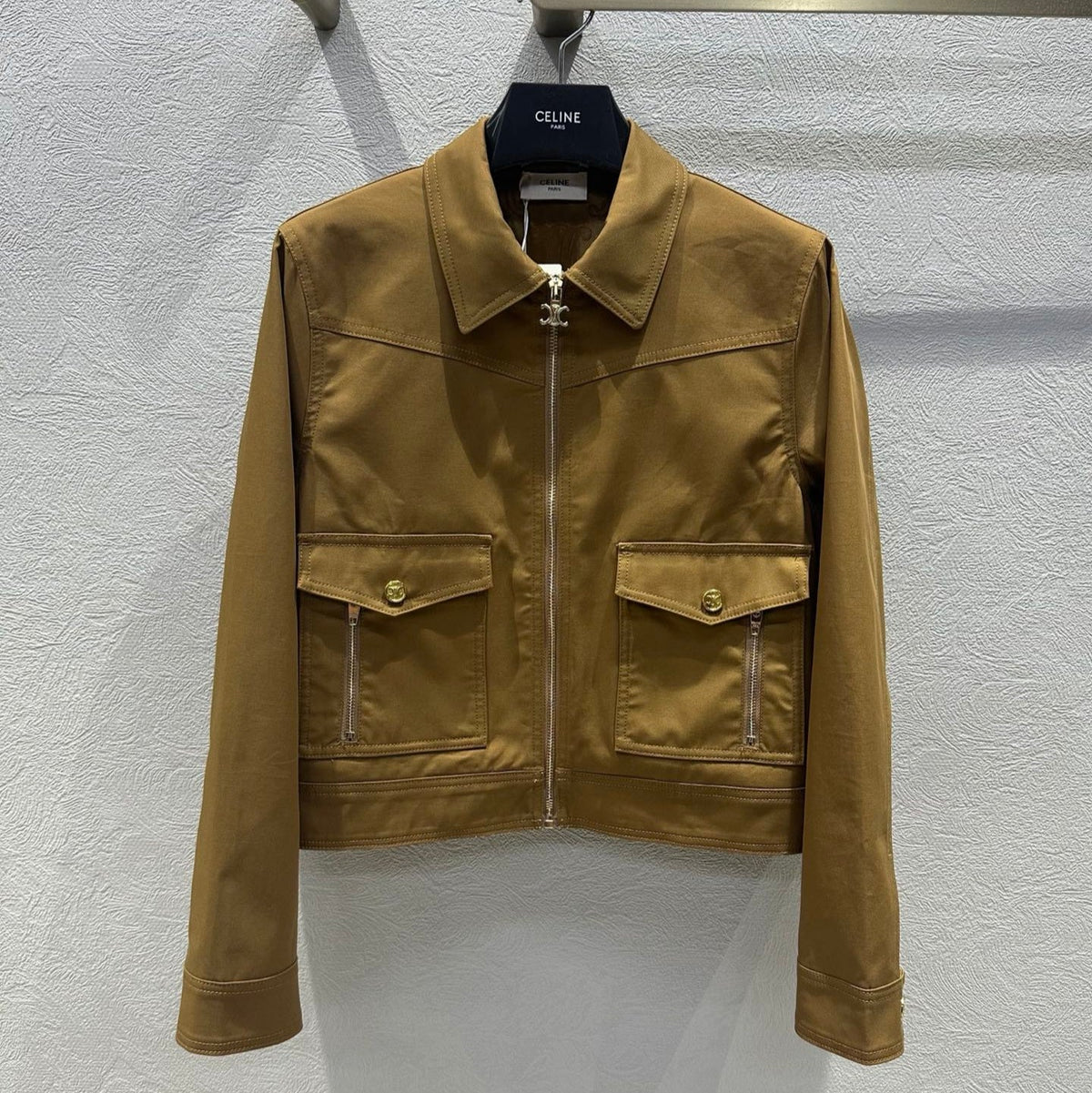 Celine 25 Jacket Tan Cotton