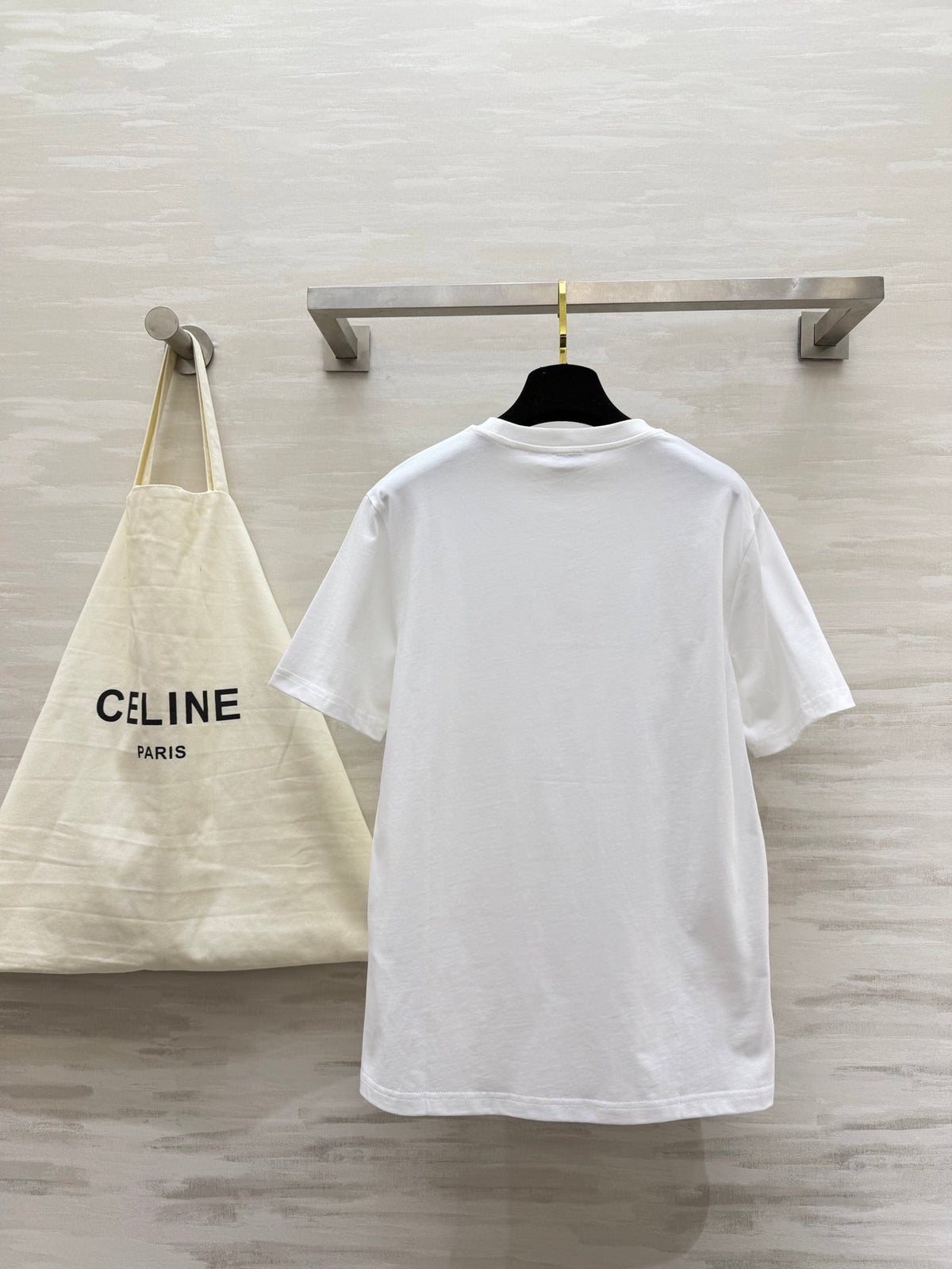Celine 26s T-Shirt Rhinestone White Cotton 363624