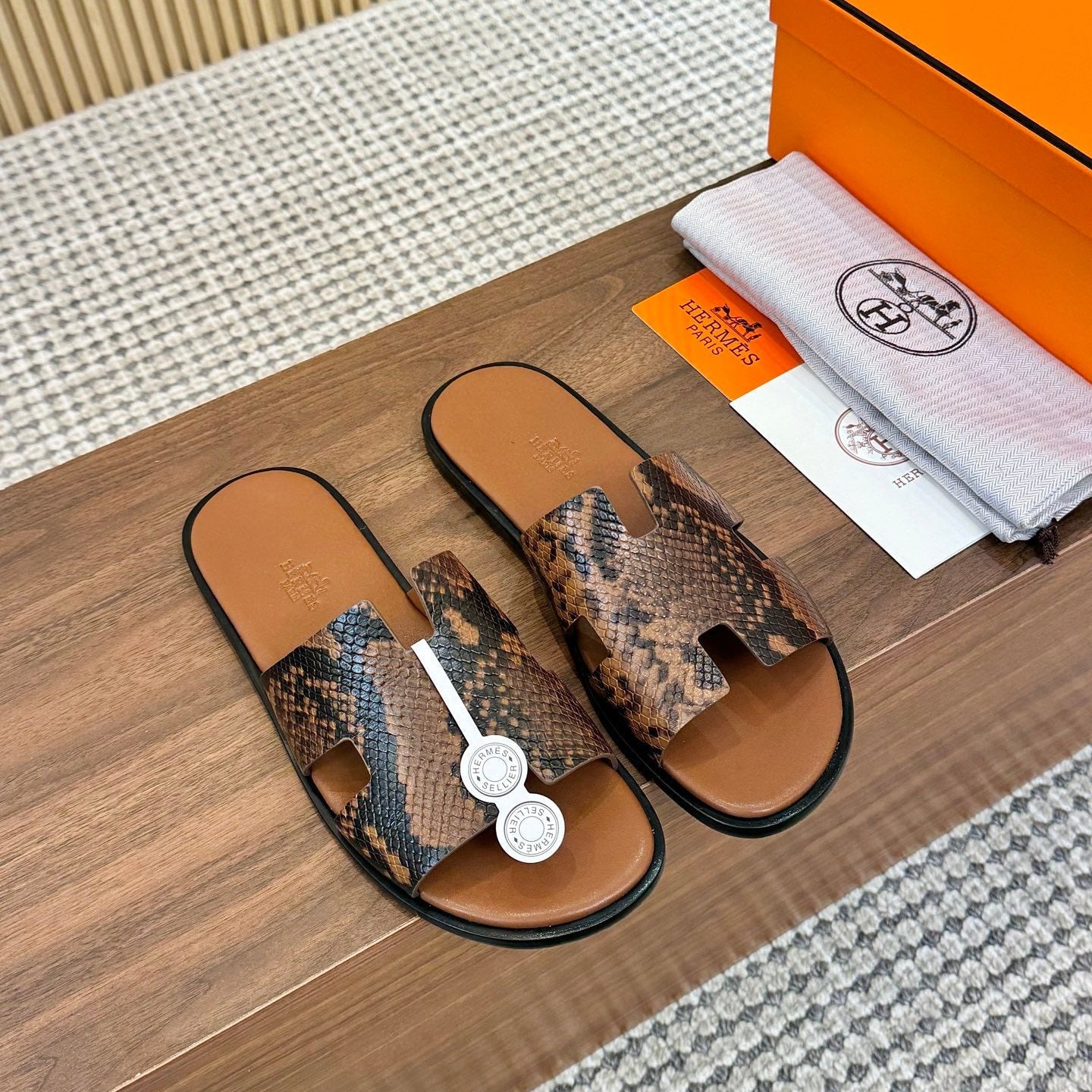 HM Izmir Sandals Brown Snakeskin 799287