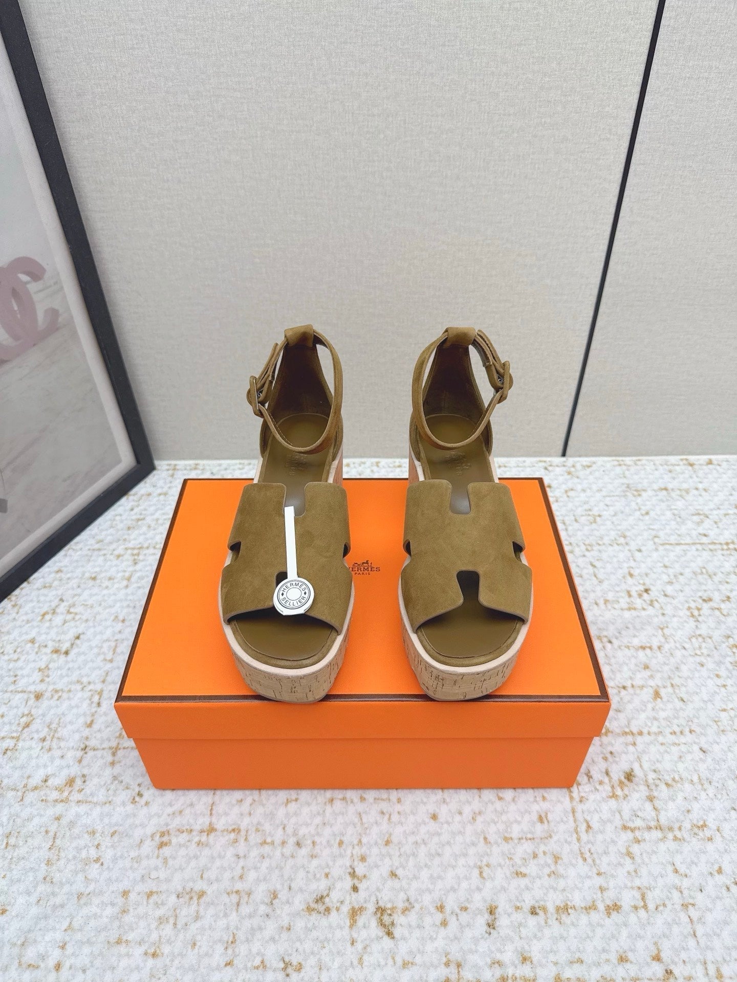 HM Luce 30 Sandal 65mm Amber Earth Suede Cork 477970