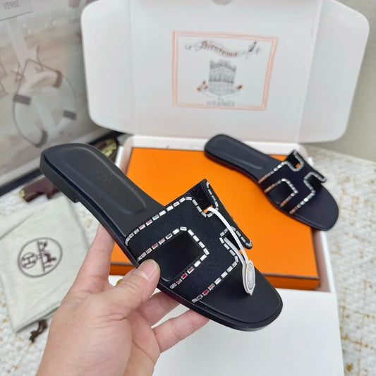 HM 26ss Oran Sandals Black Suede Sheepskin 625238