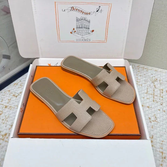 HM 26ss Oran Sandals Beige Olive Green Cowhide 625039