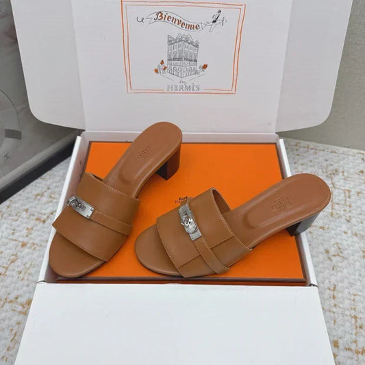 HM 26ss Oasis Sandals 50 Brown Sheepskin Sliver Buckle 625169