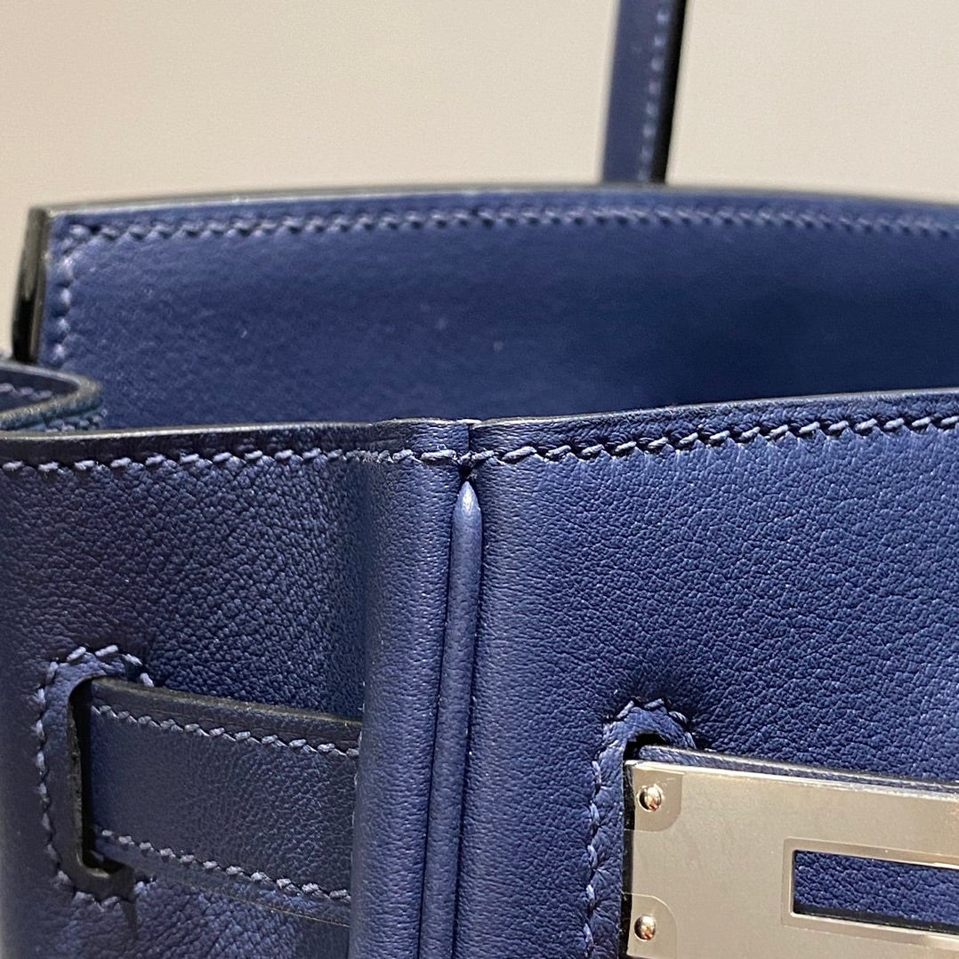 HM Shoulder Birkin 29cm Deep Blue Swift Leather Silver Hardware