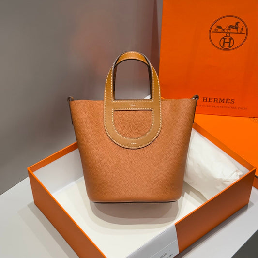 HM In-The-Loop 18cm Bag Tan Brown Taurillon Clemence Leather