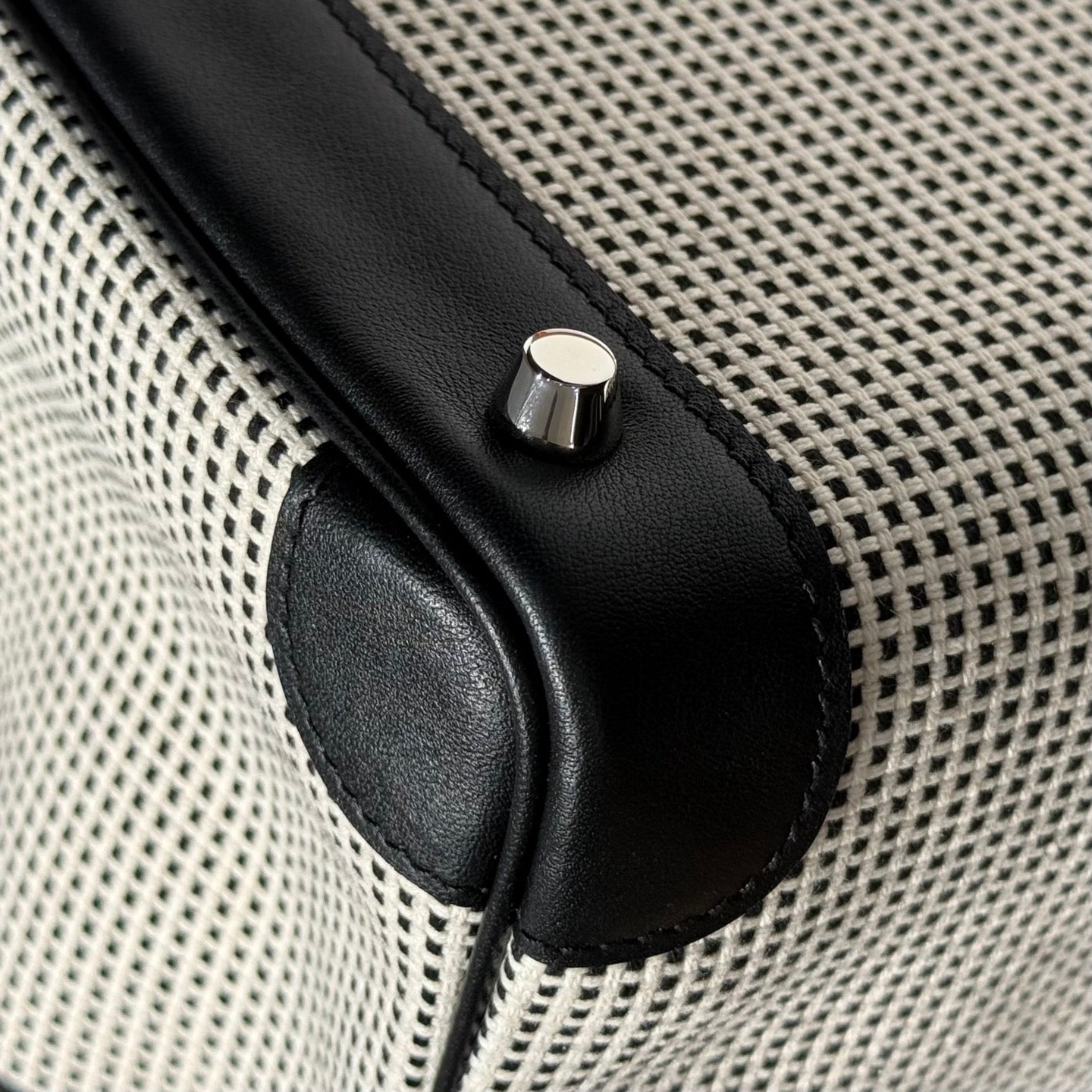 HM Birkin 25cm Black Swift Cowhide With Waffle Panda Black and White Canvas Fabric Shw 249985