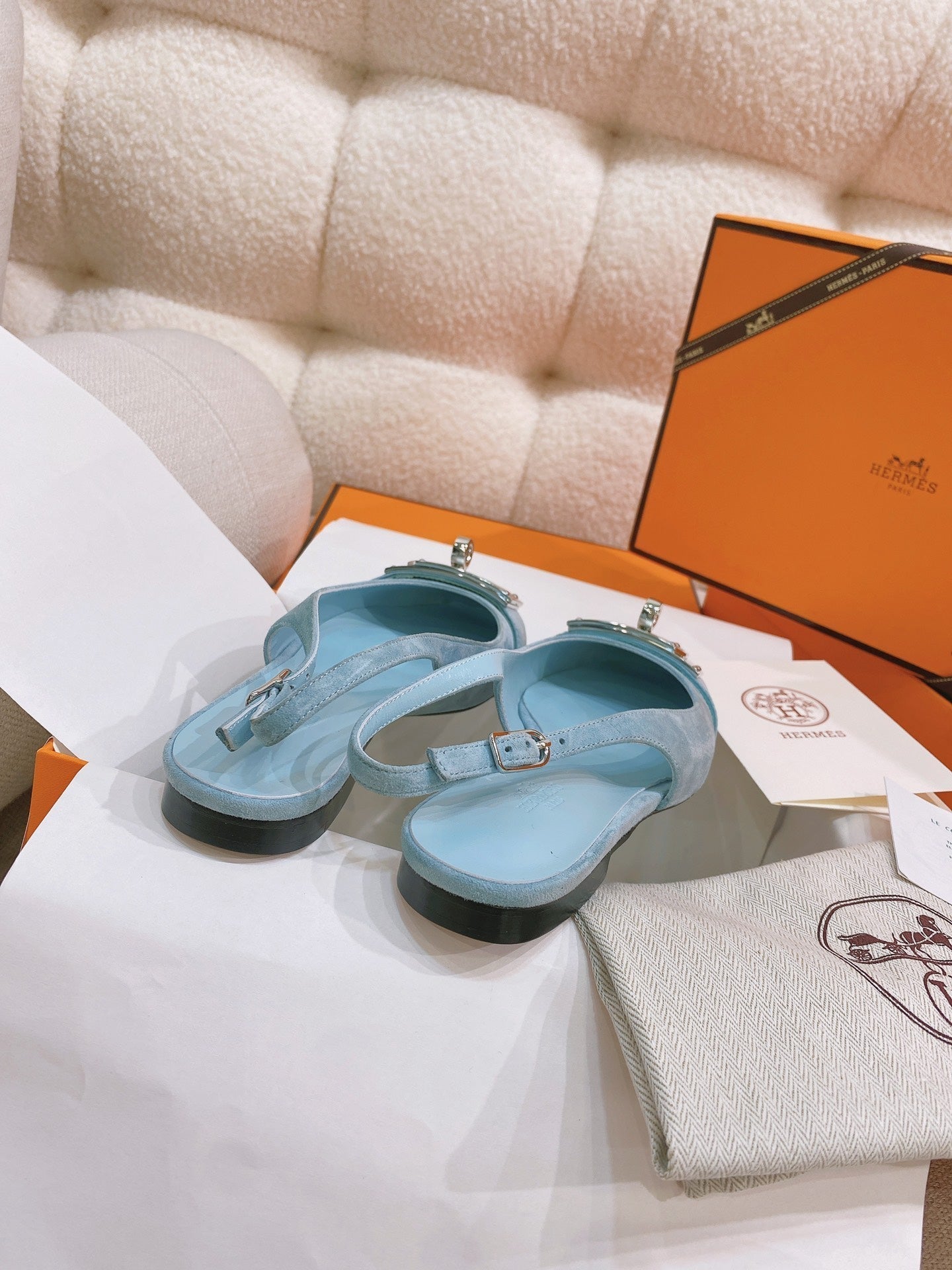 HM 26s Innocente Slingback In Light Blue Suede Silver Hardware