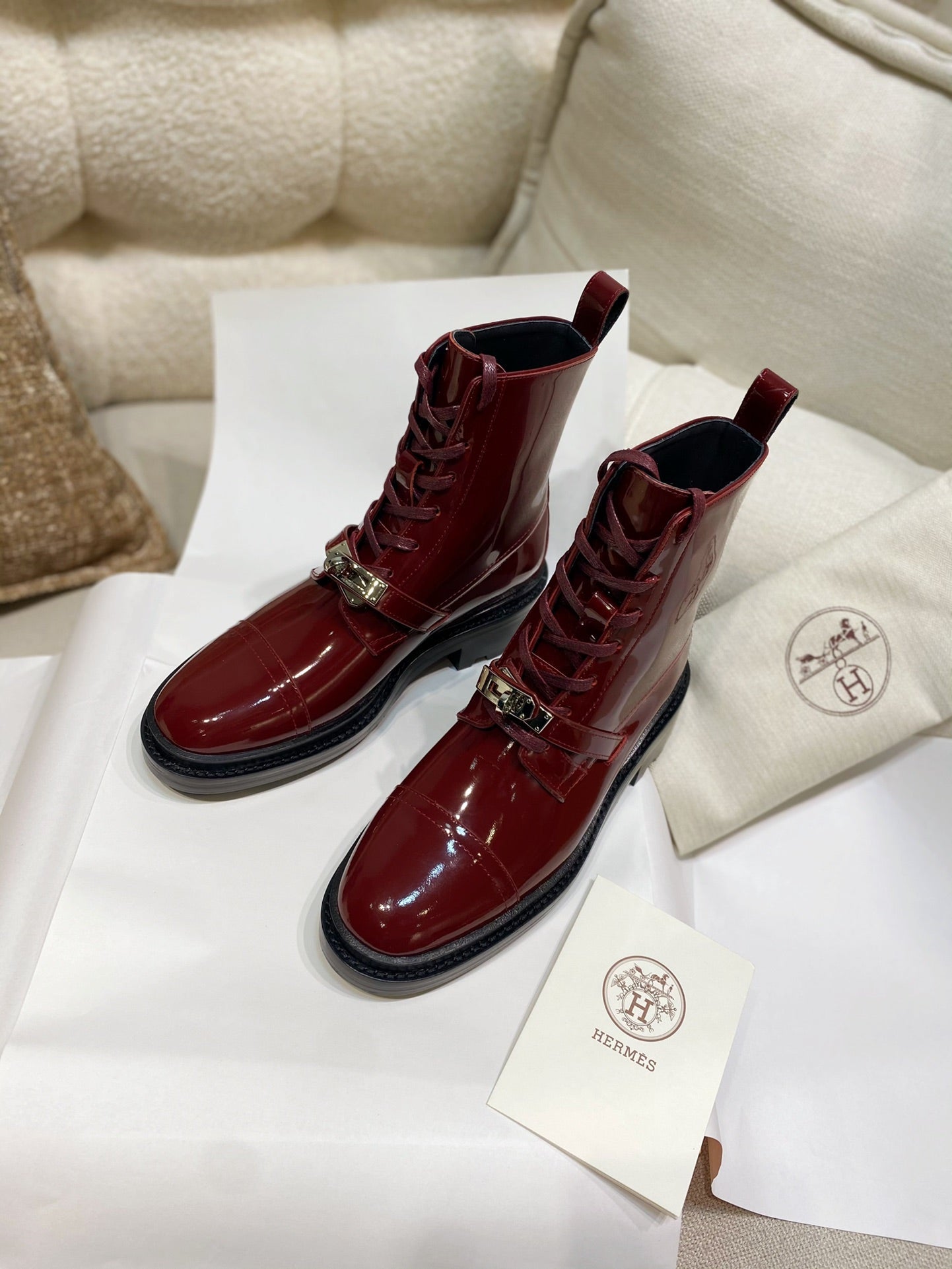 HM Funk Ankle Boot Red Shiny Cowhide 348024