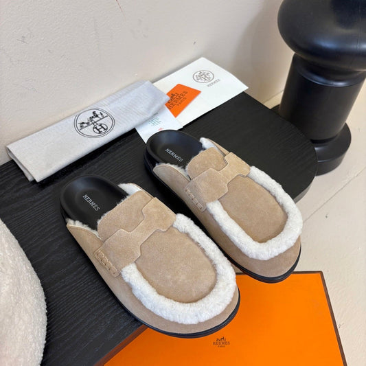 HM slippers birkenstocks taupe suede 478429