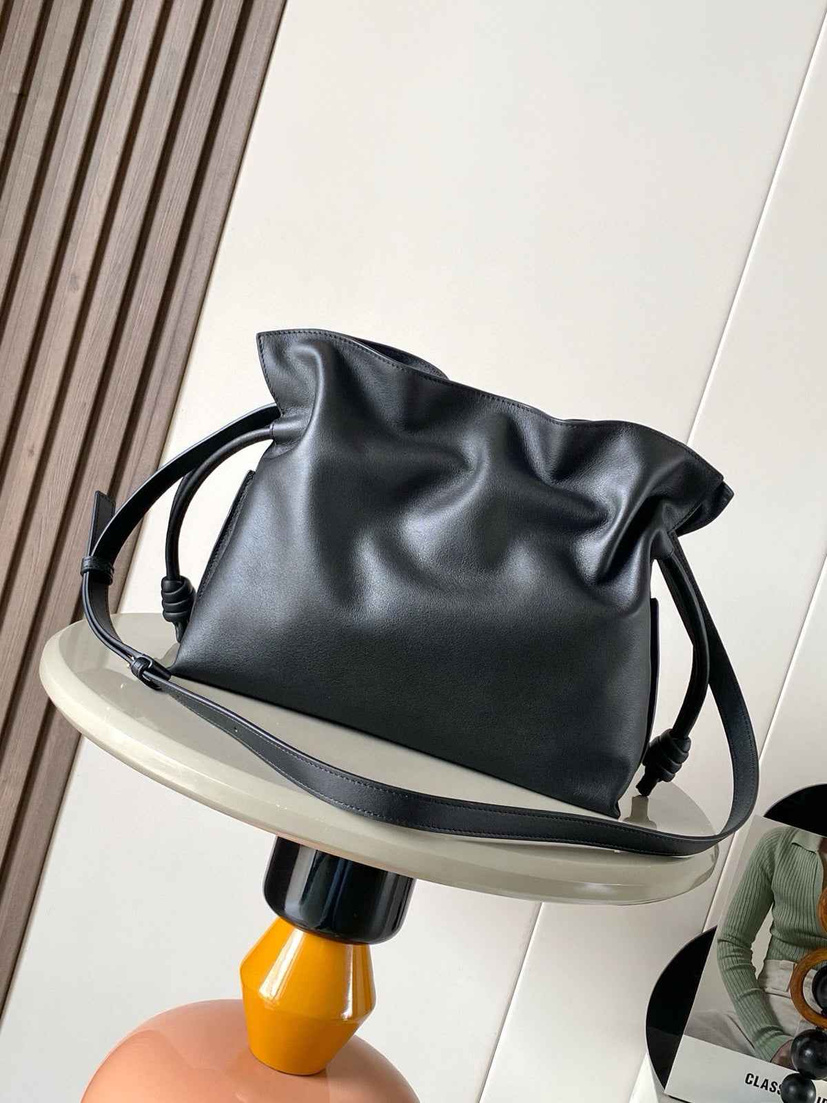 Loewe Medium  Flamenco Clutch Black Taupe Pink Nappa Calfskin